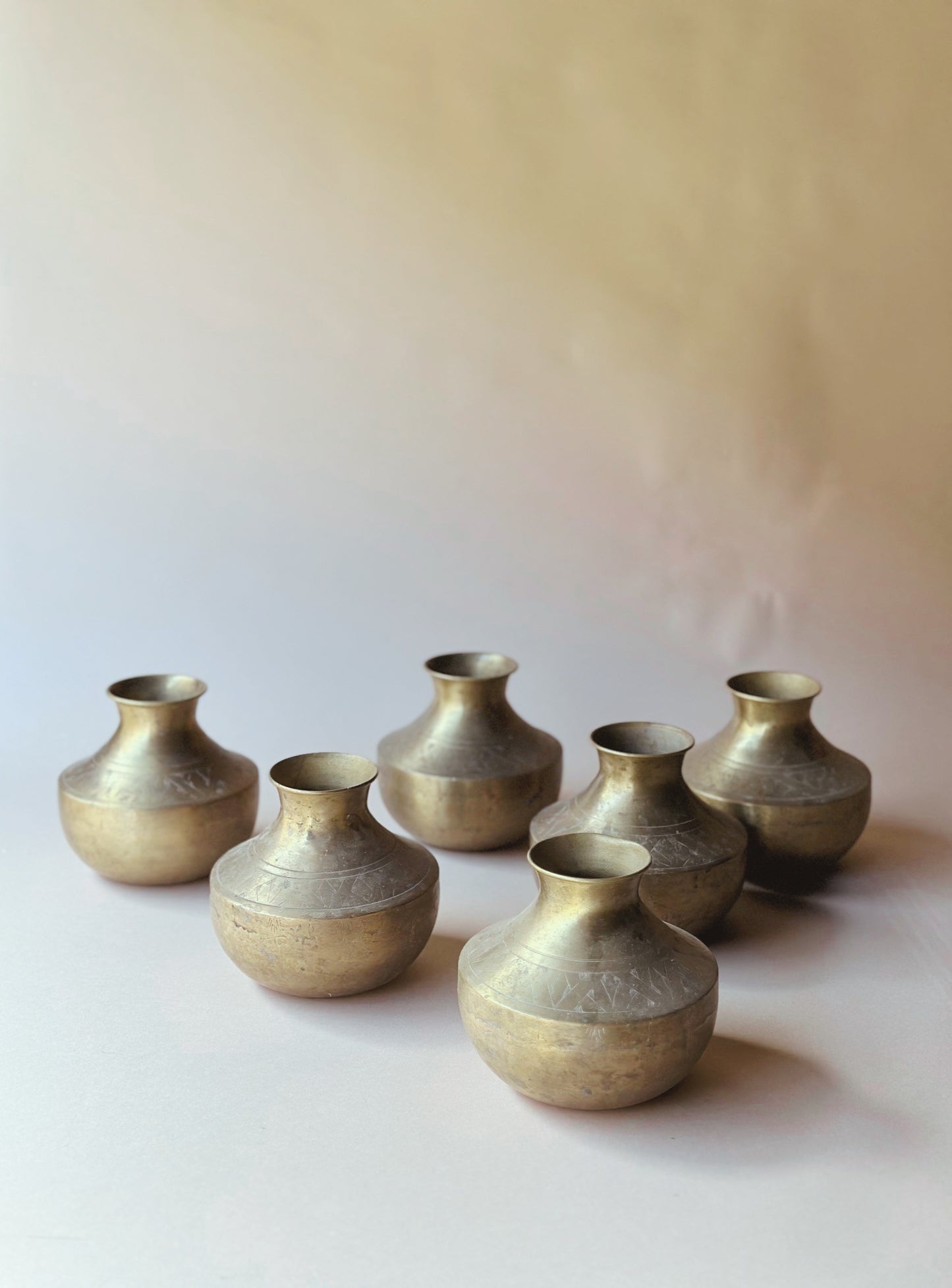 Tarnish brass etched vases ~ large