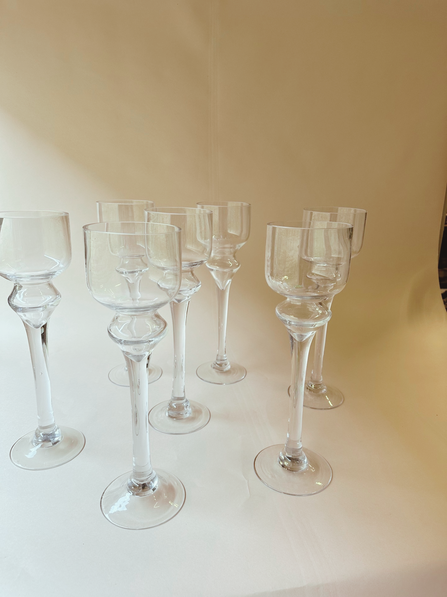 Footed glass curved cylinder ~ tall
