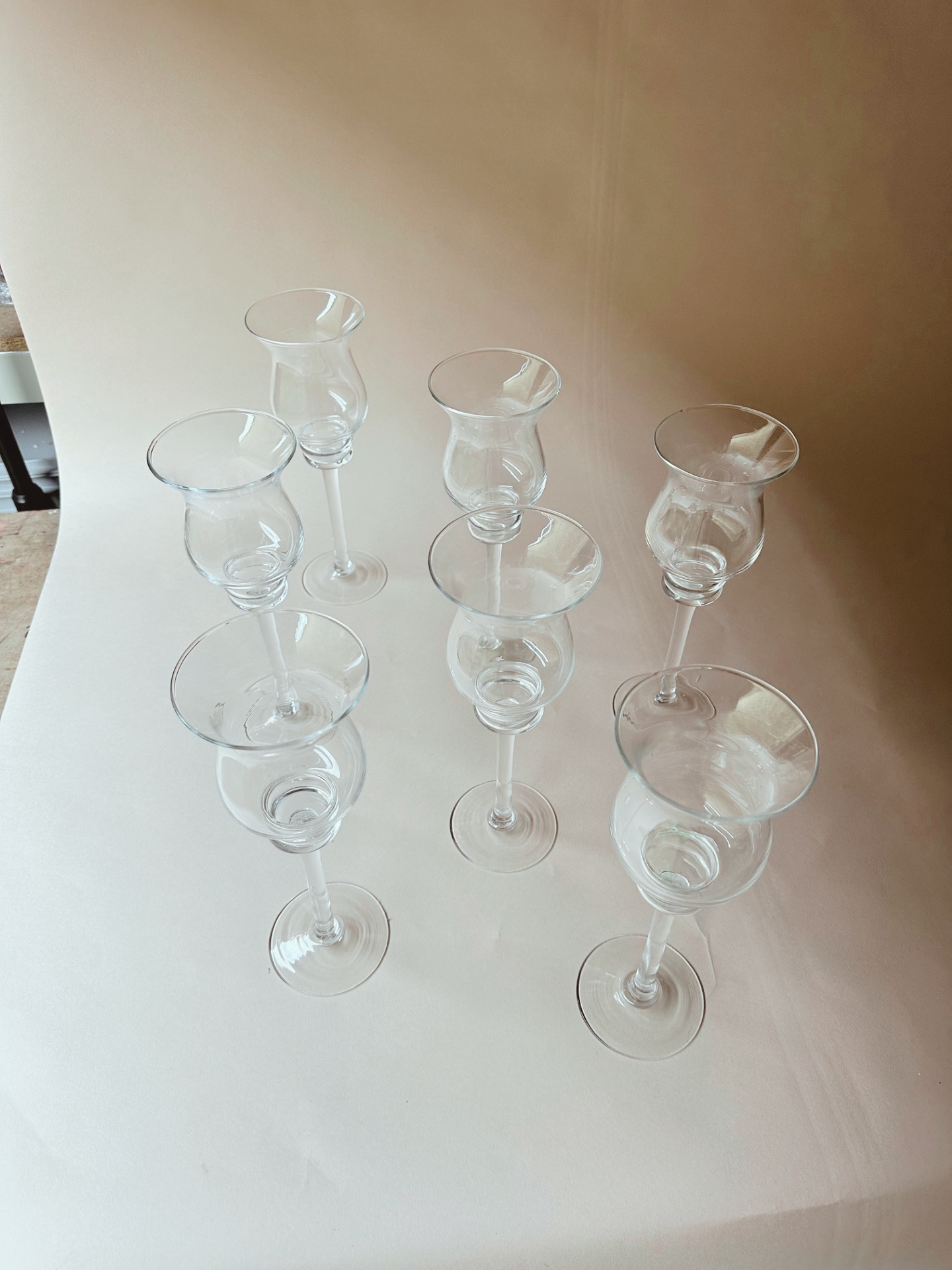 Footed glass curved cylinder ~ small