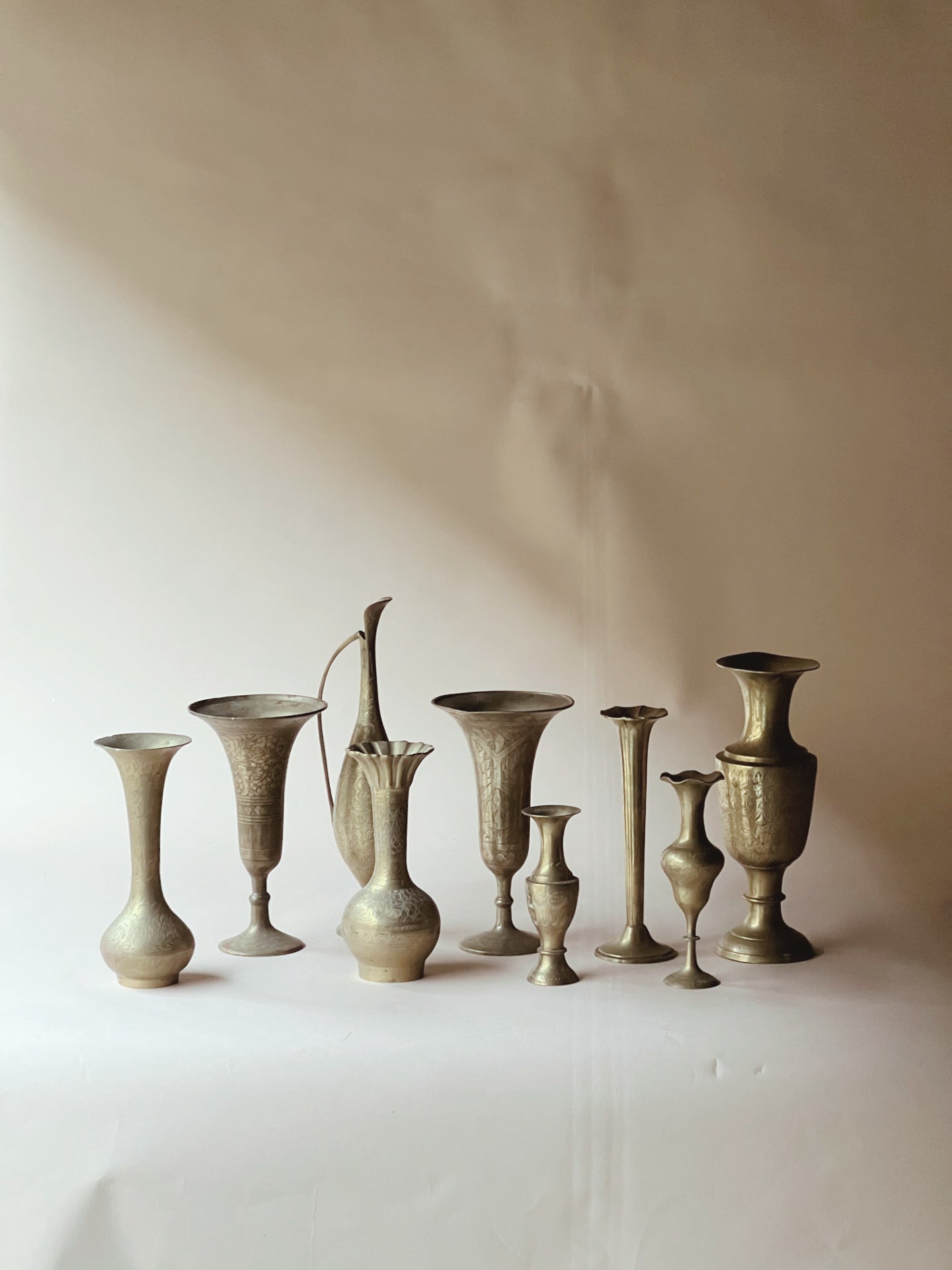 Vintage brass bud vases