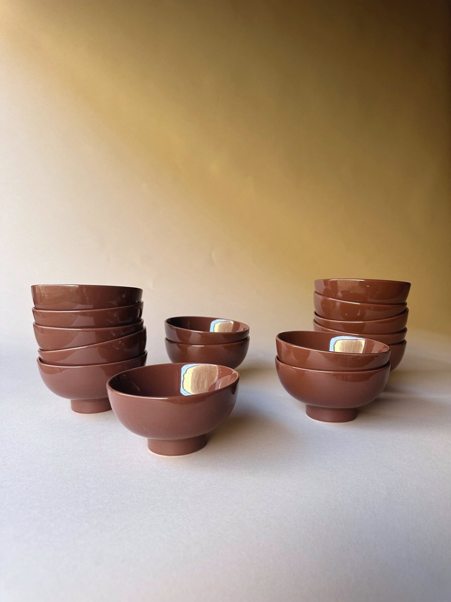 Chocolate brown footed bowls