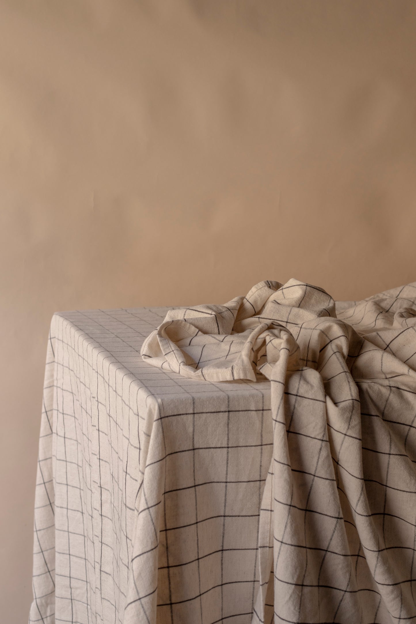 oat coloured check cloth