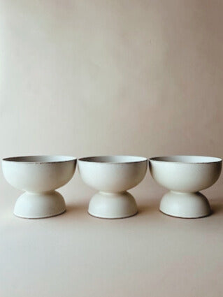 Semi circle pottery footed bowl