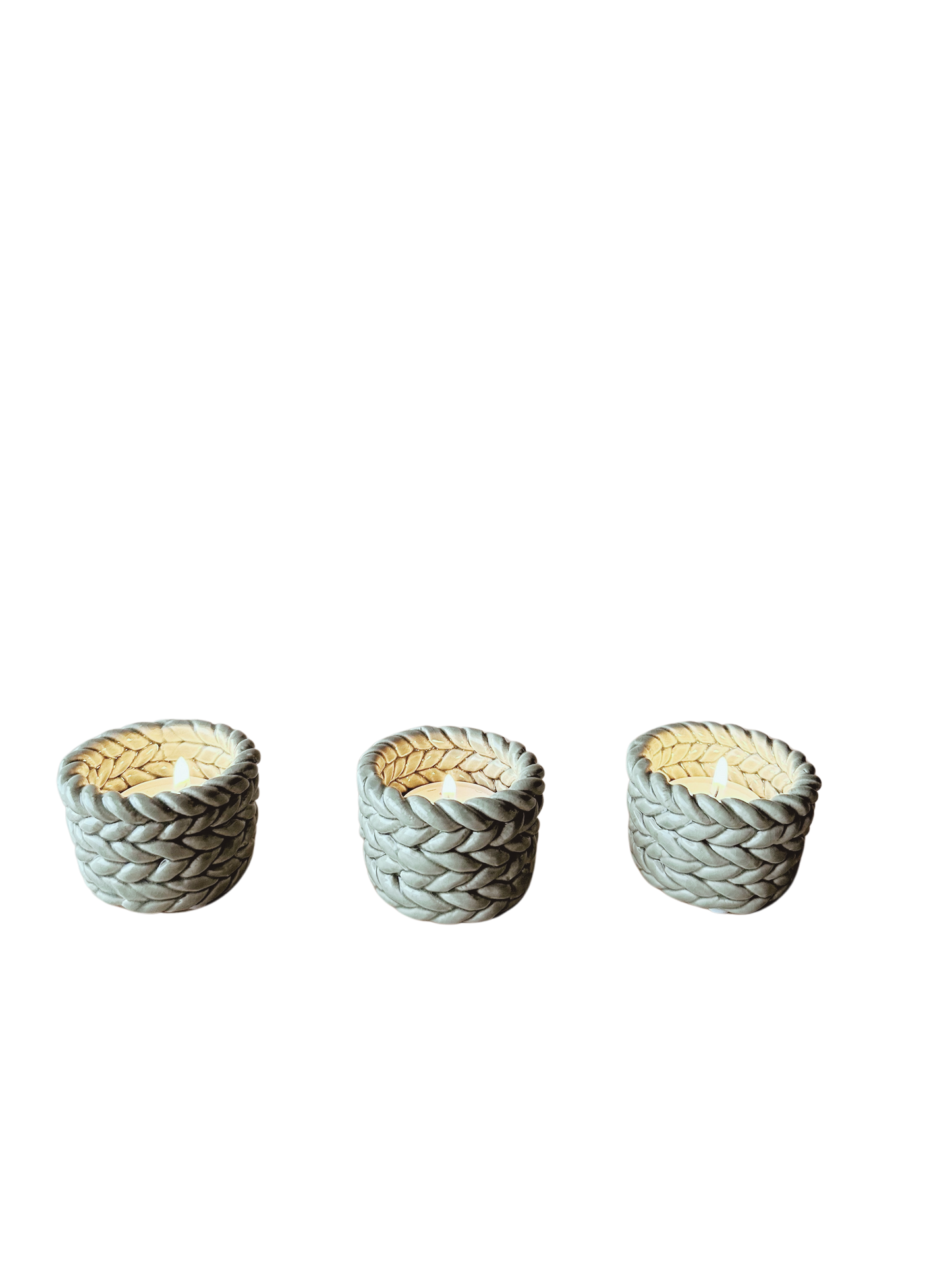 Green stoneware tealight holders