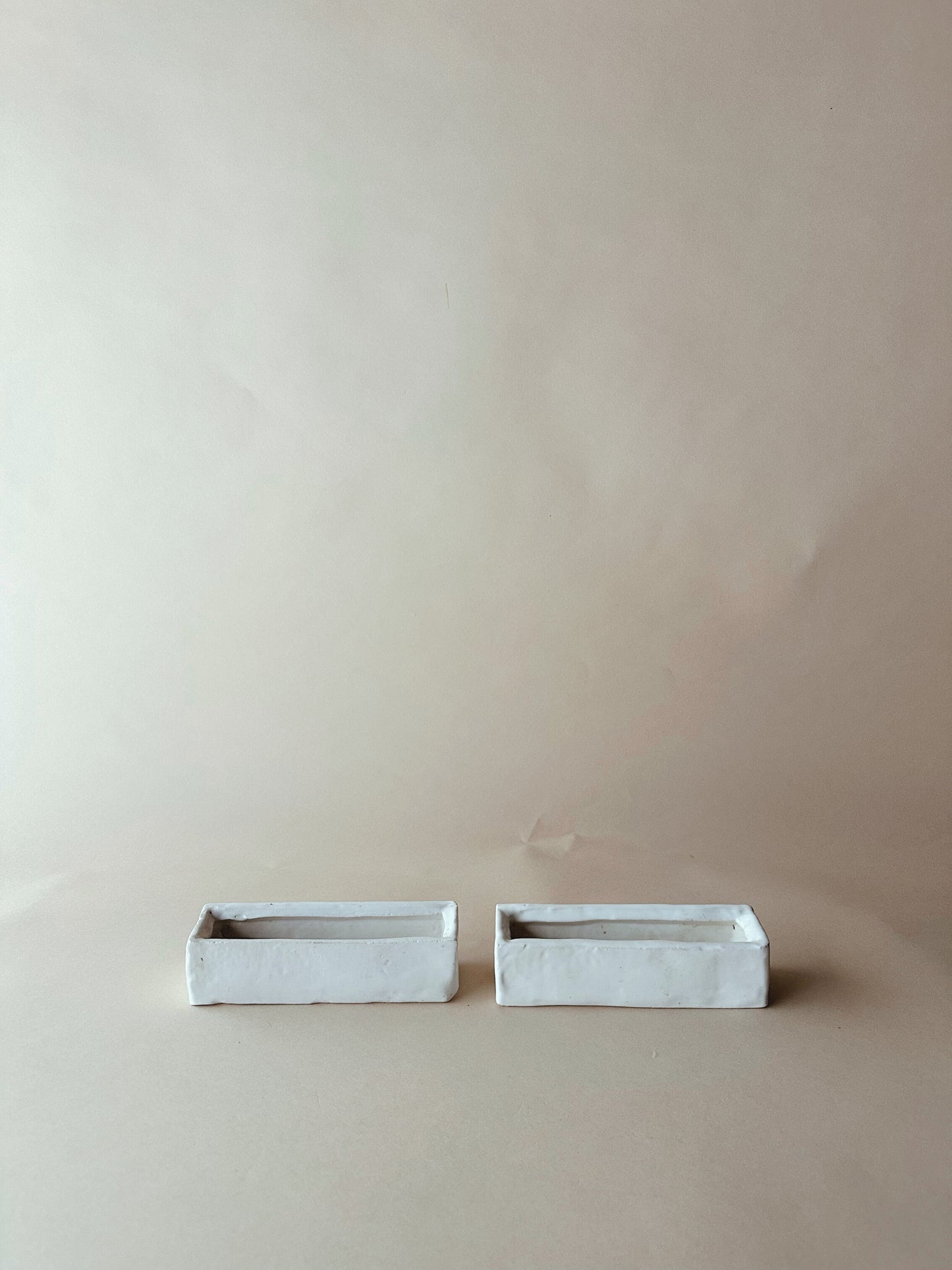 Hand build pottery table meadow troughs