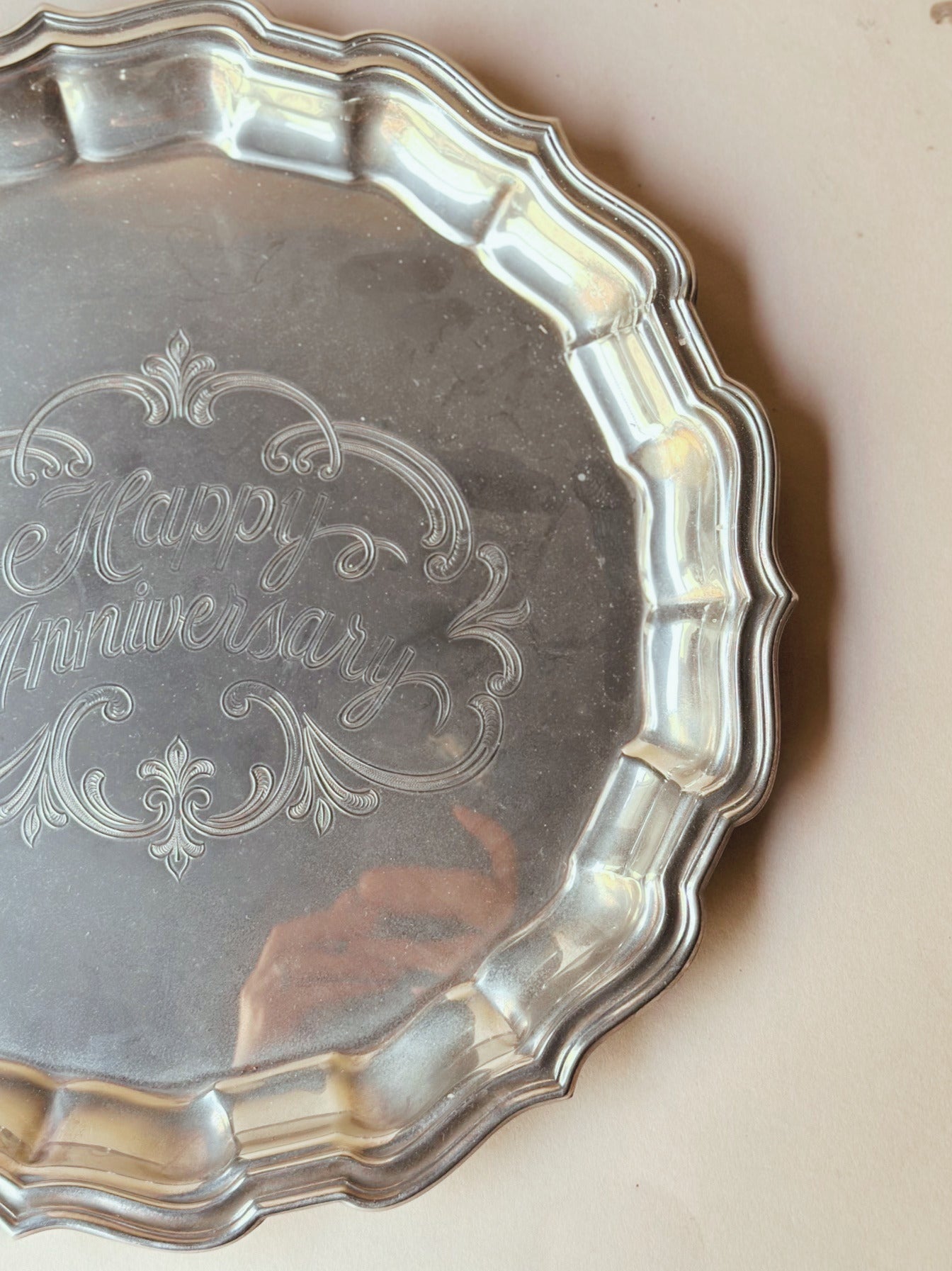 Silver vintage anniversary tray ~ medium