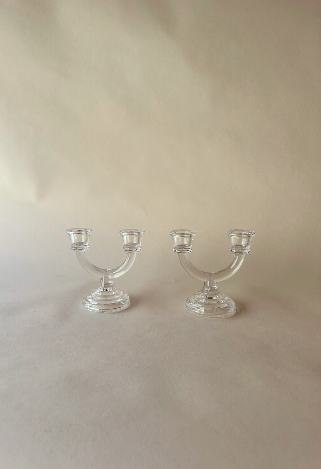 Glass double candlestick