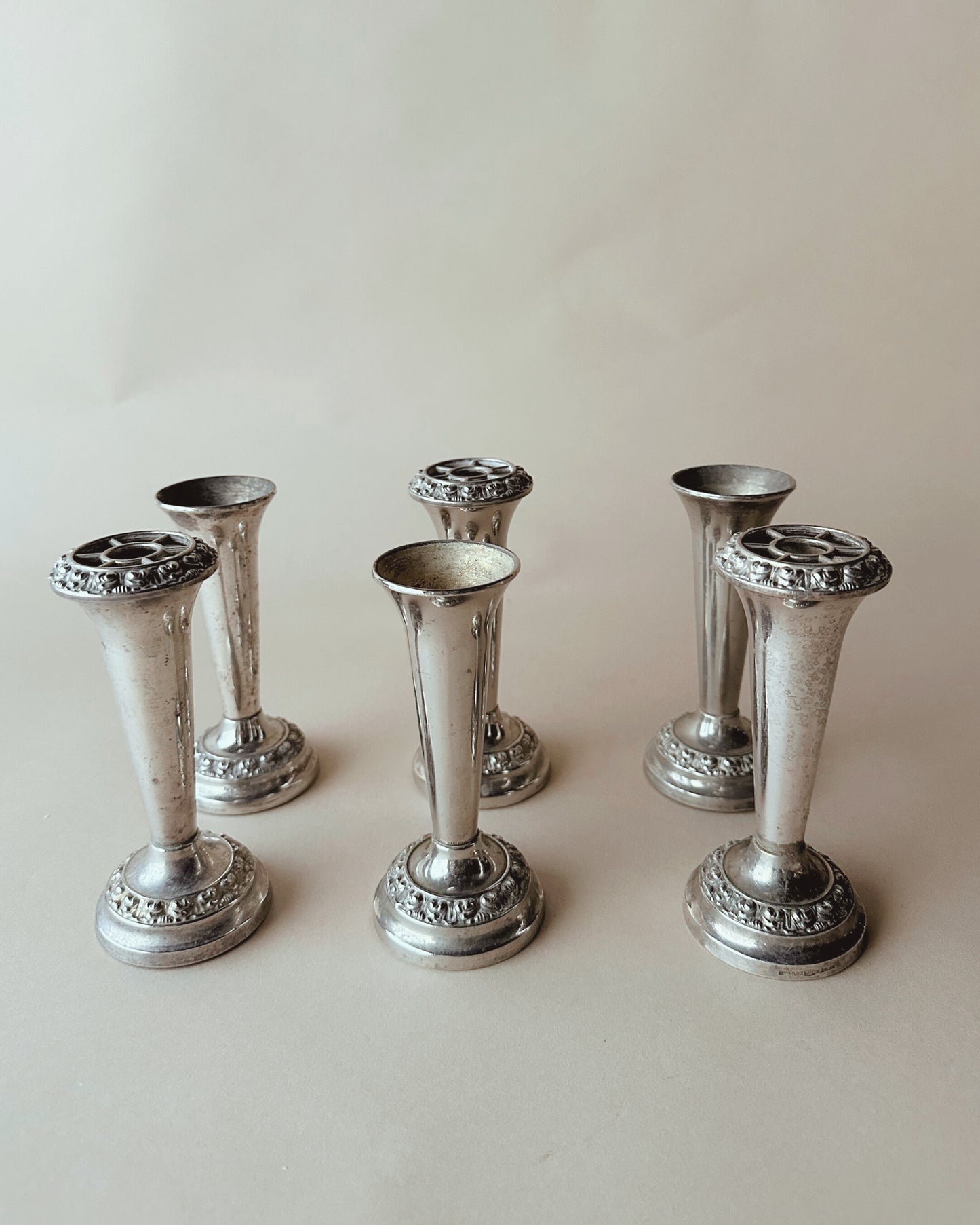 Vintage silver bud vases