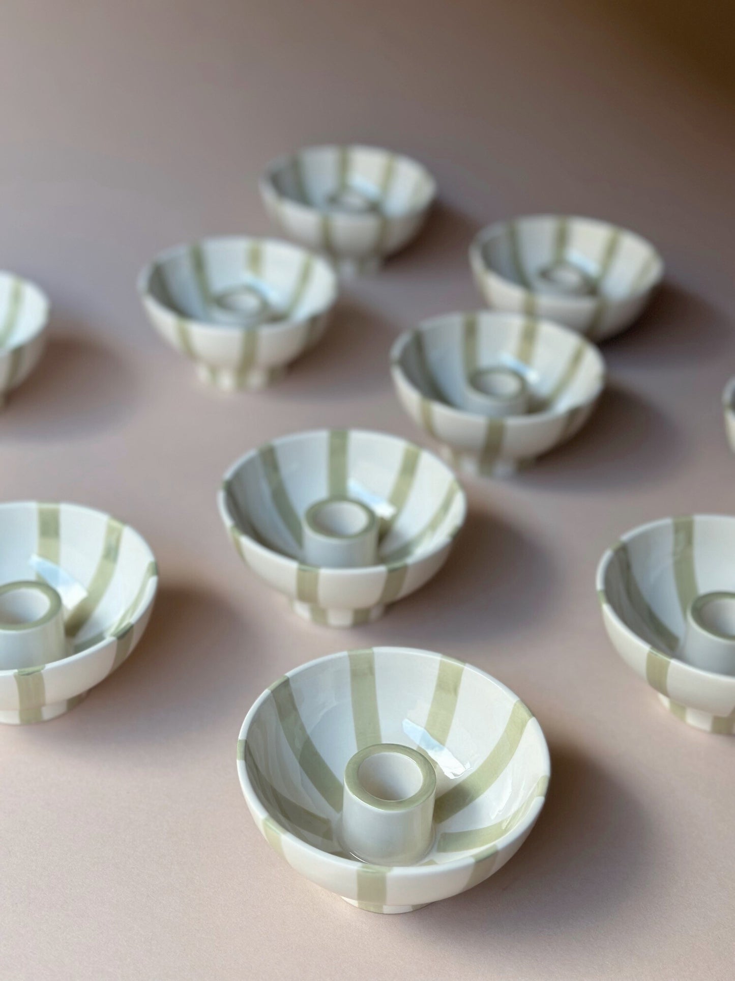 Stripe pottery candle bowl
