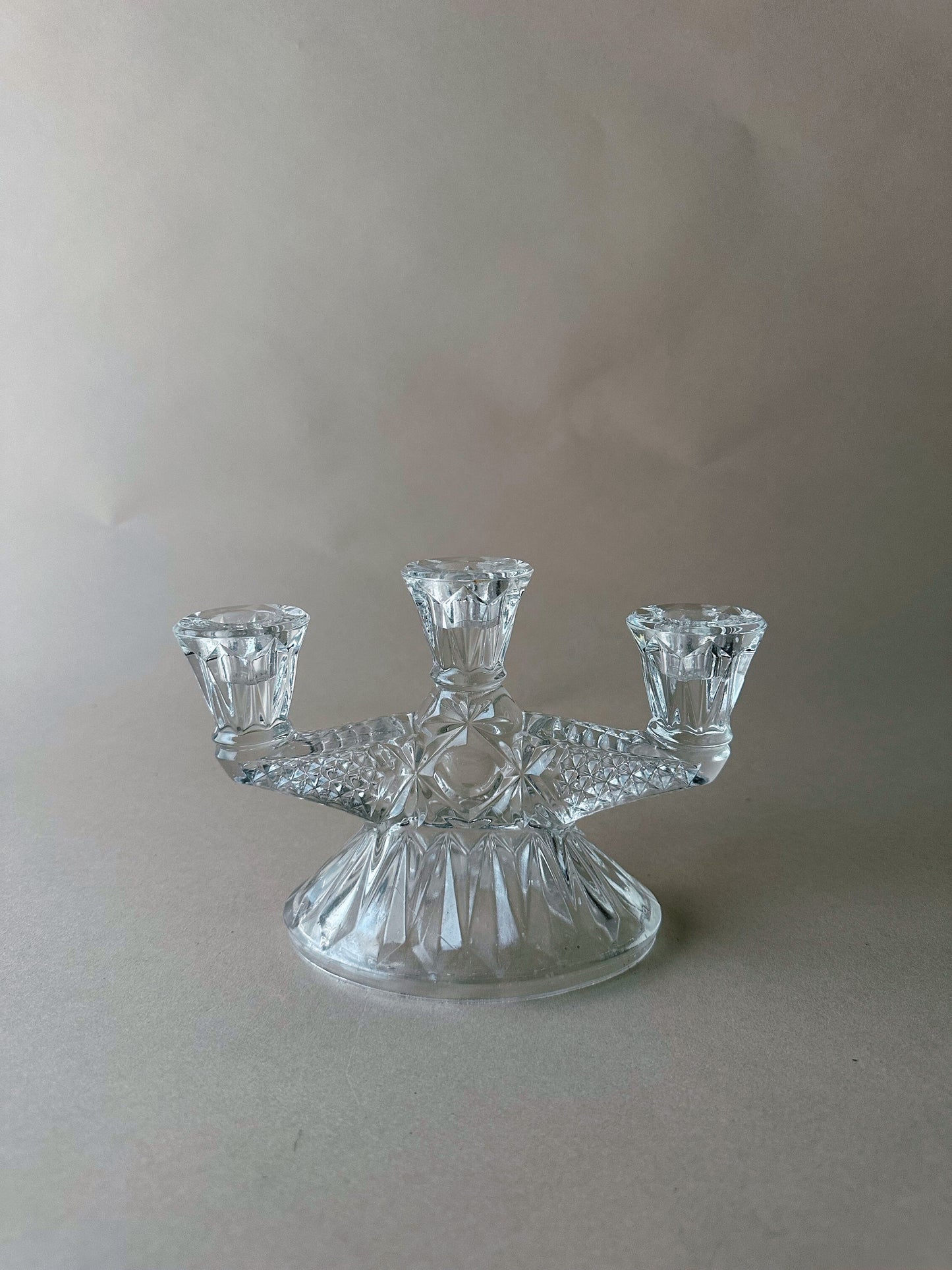 Glass 3 arm candlesticks
