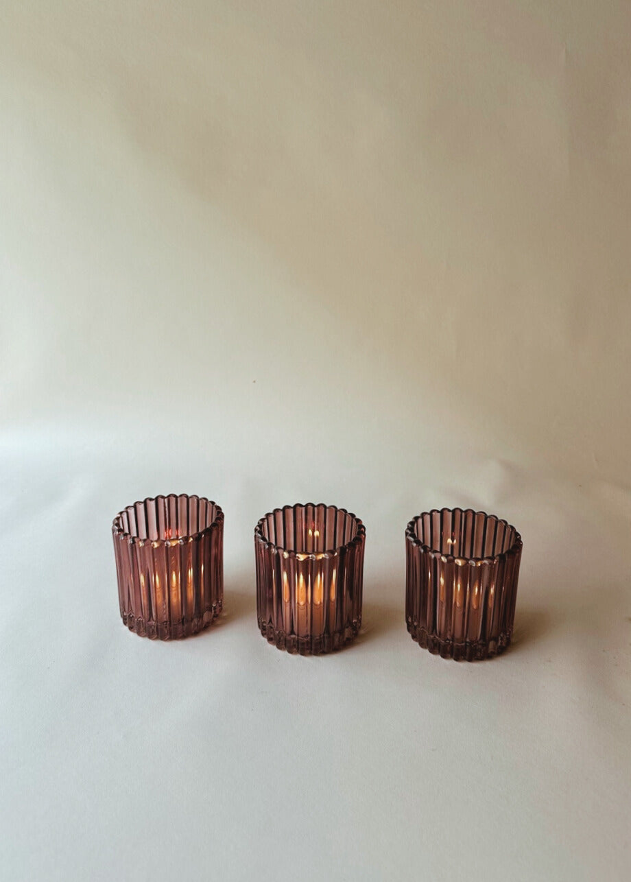 Ribbed amethyst tumblers