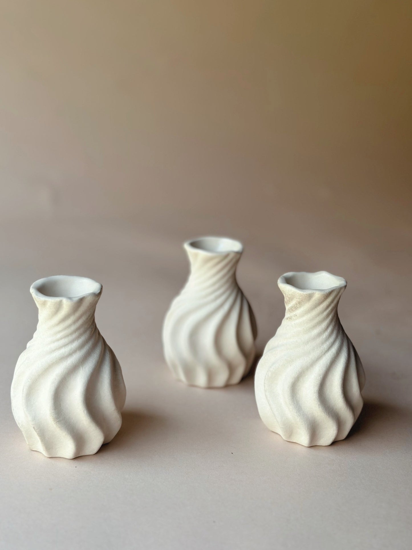 Textured swirl bud vases