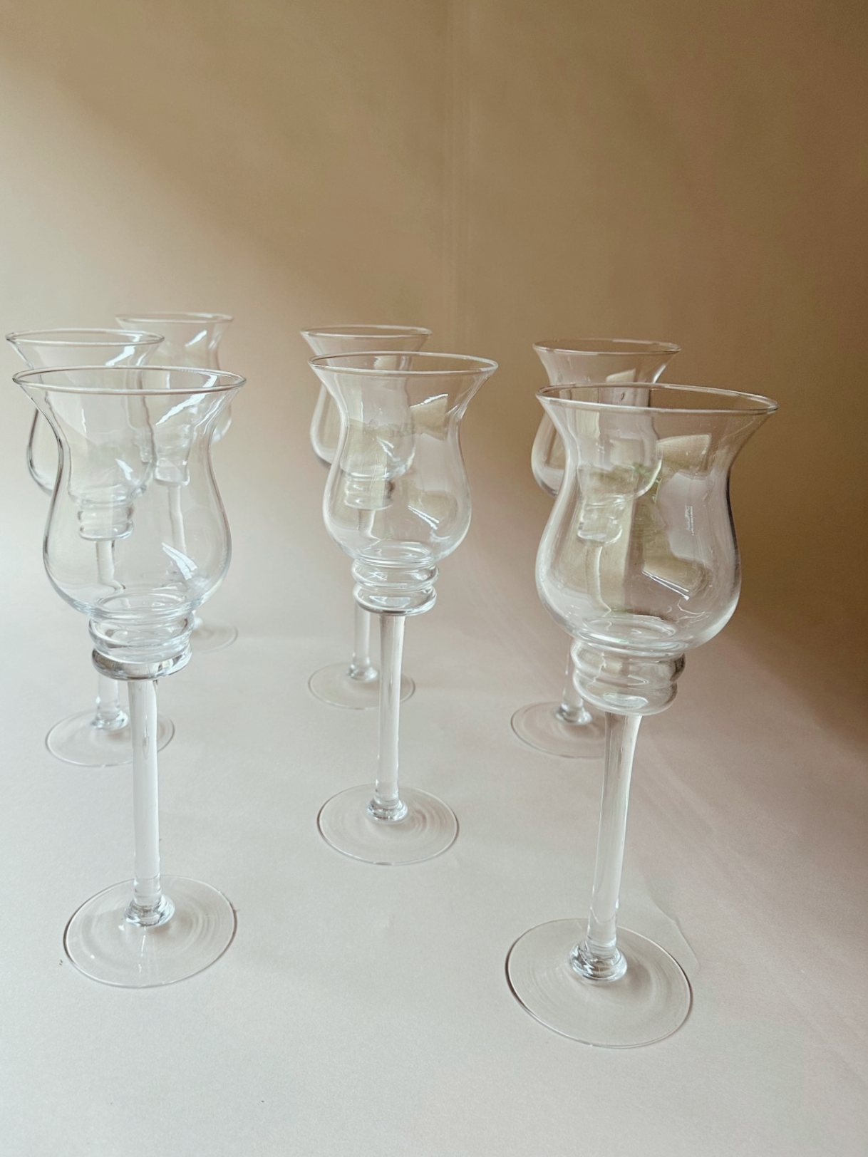 Footed glass curved cylinder ~ small