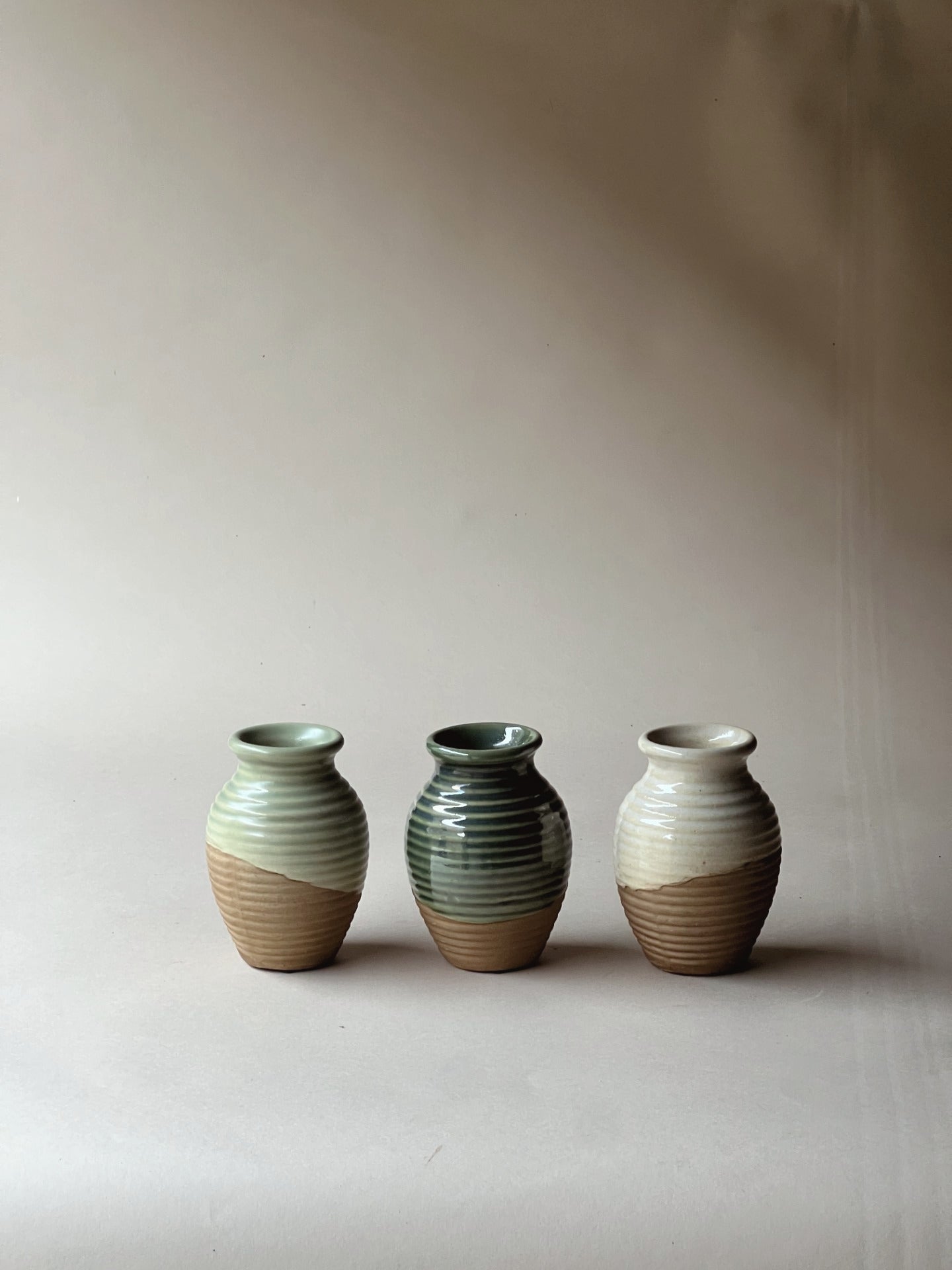 Ribbed pottery honey jars