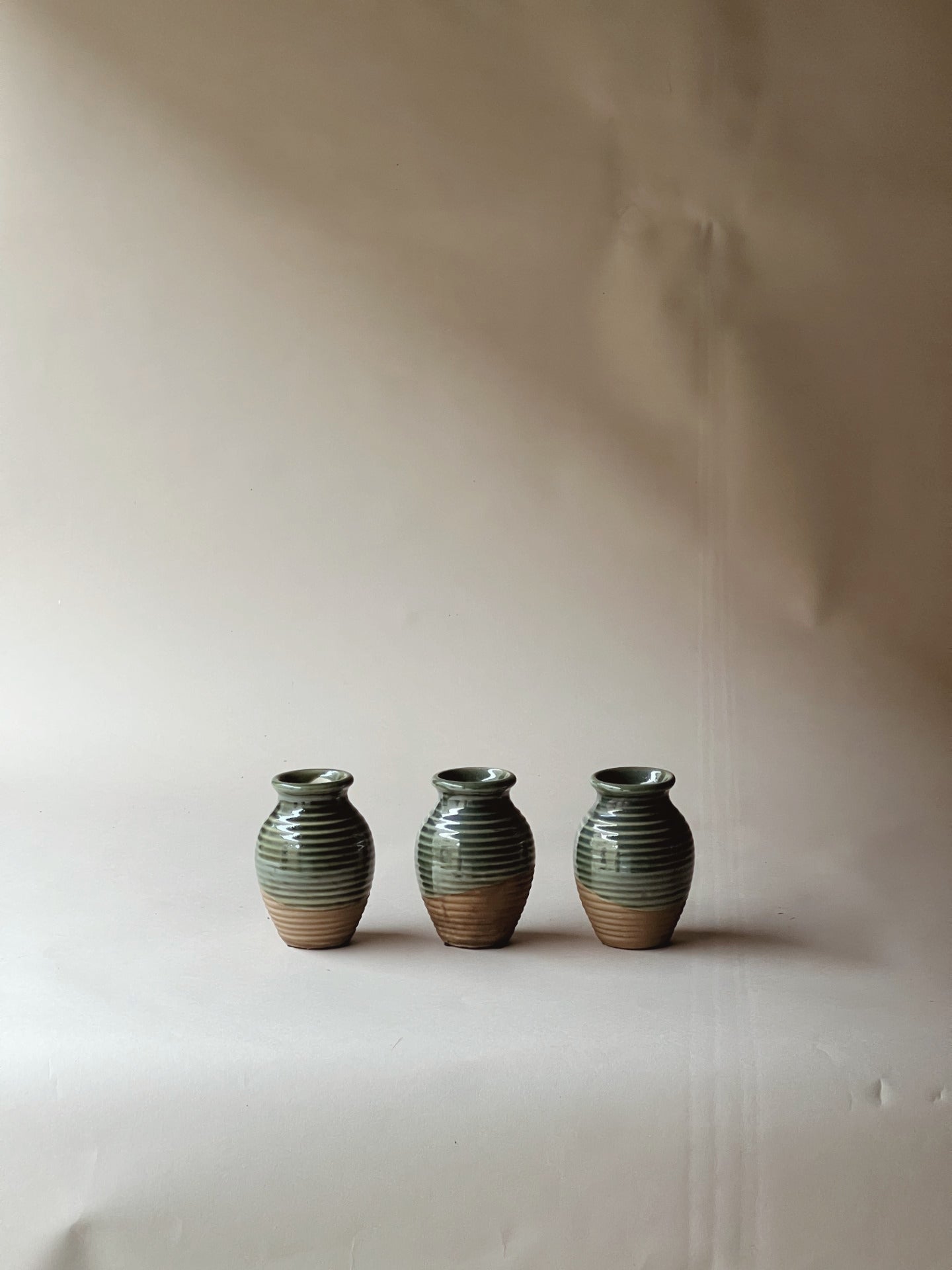 Ribbed pottery honey jars