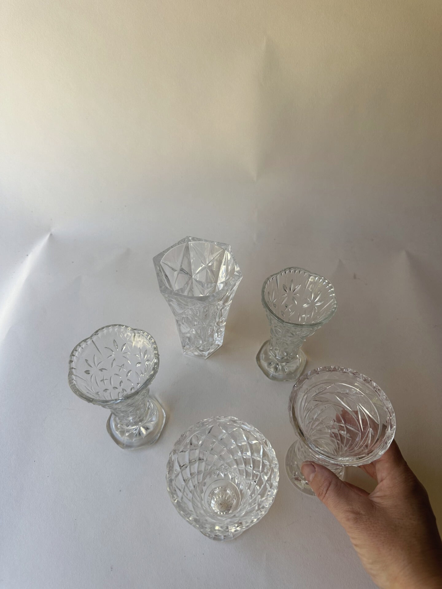 Cut glass bud vases ~ small