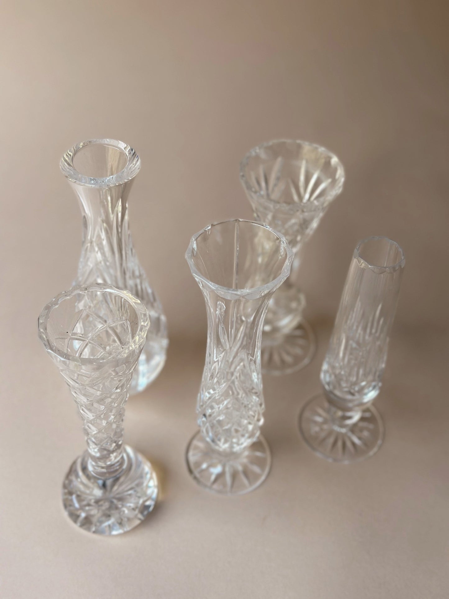 Cut glass bud vases ~ tall