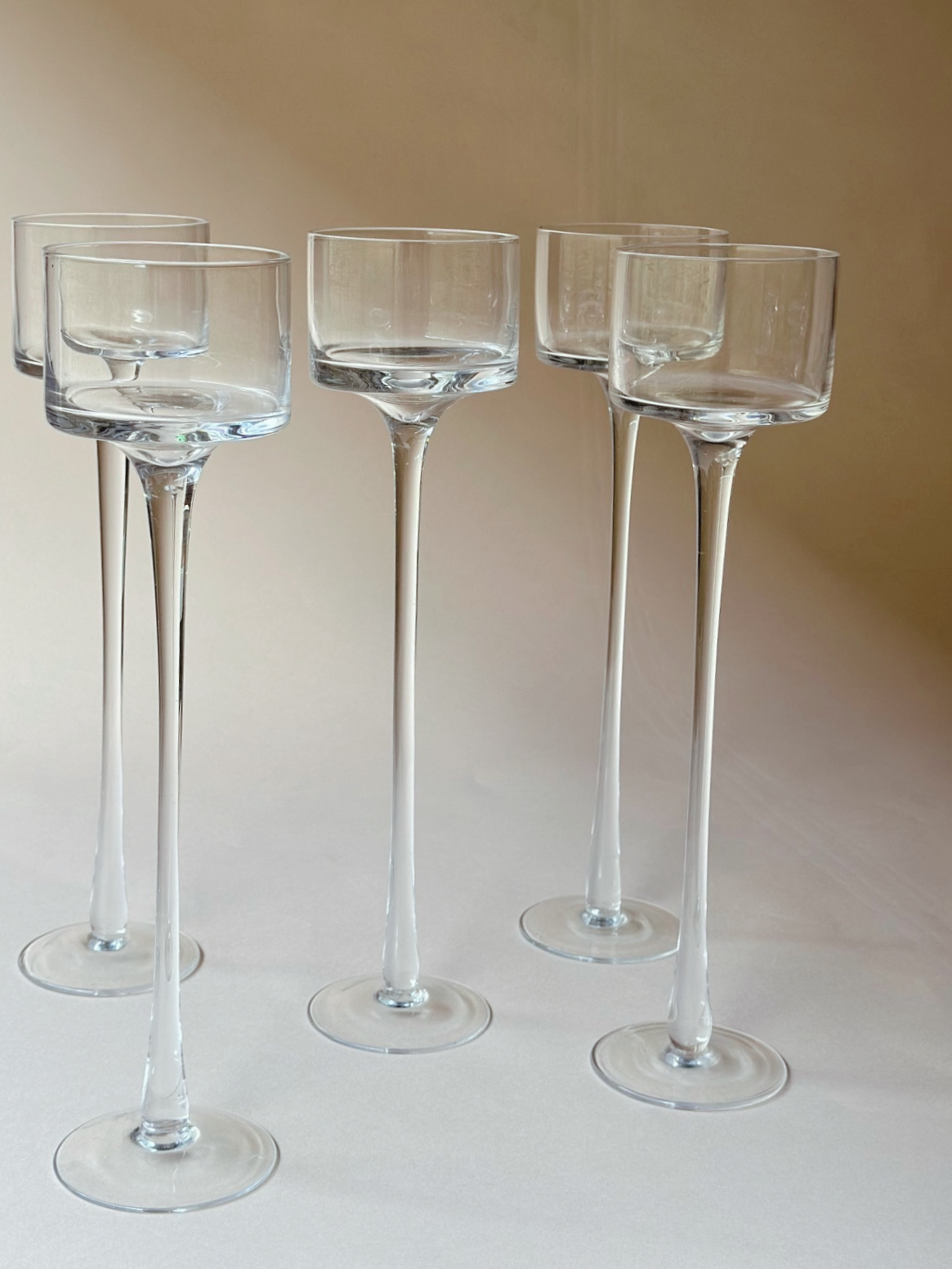 Footed glass contemporary candleholders