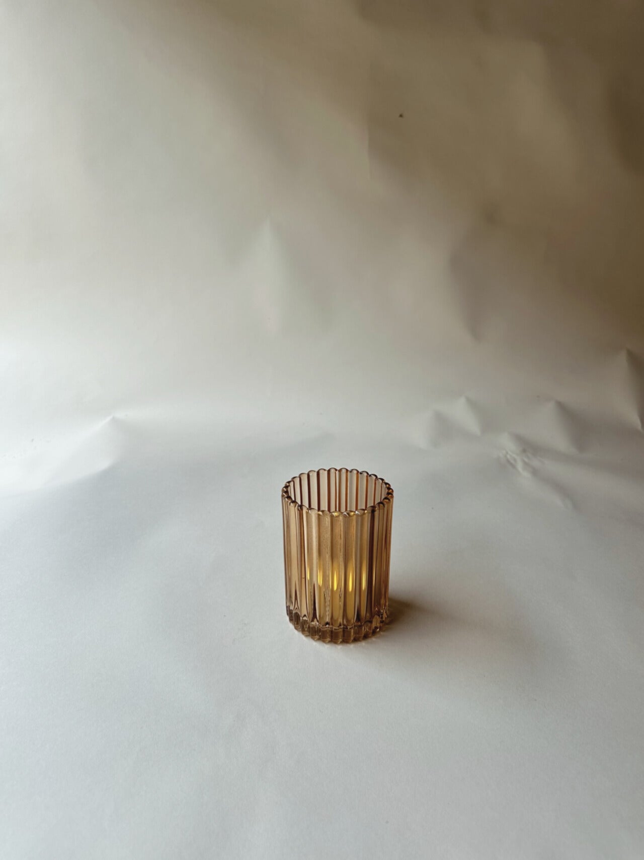 Ribbed amber tumblers