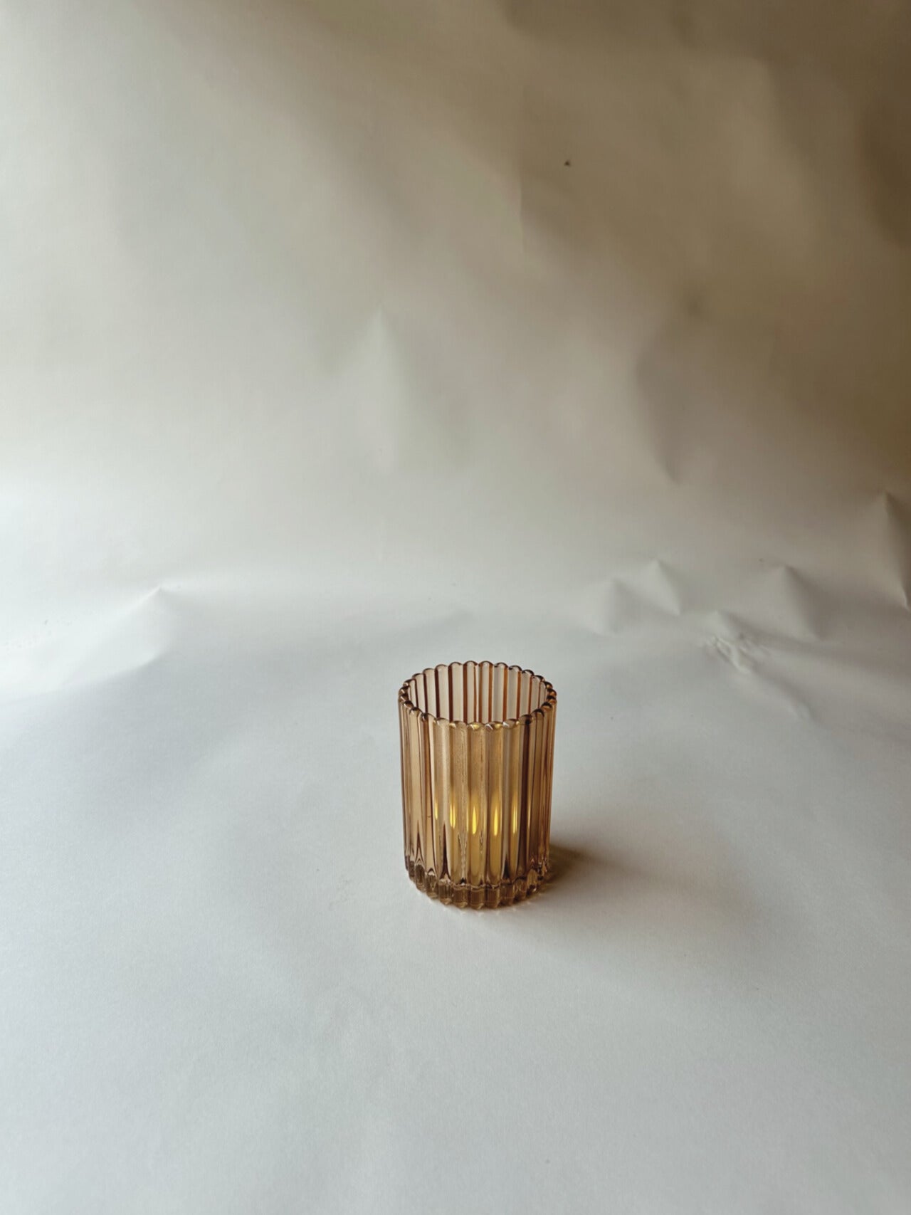 Ribbed amber tumblers