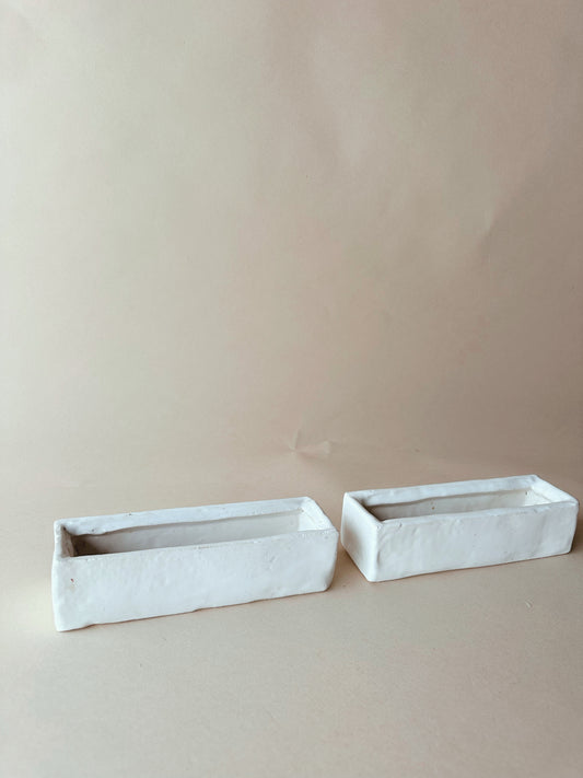 Hand build pottery table meadow troughs