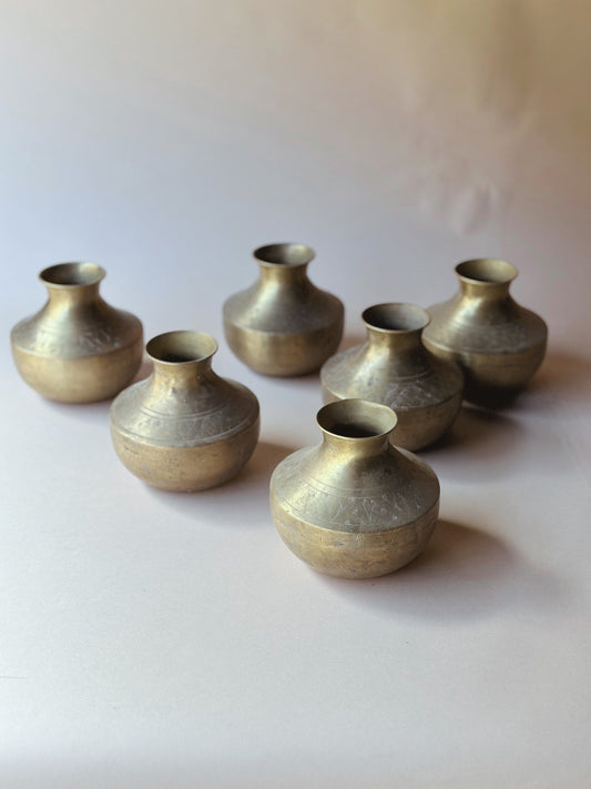 Tarnish brass etched vases ~ large