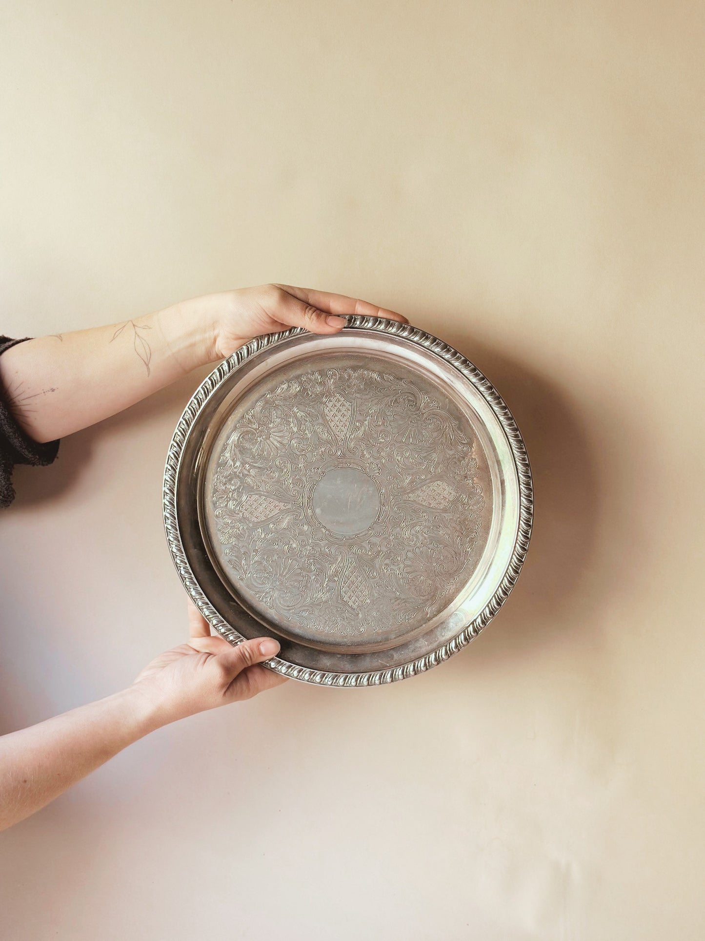 Silver vintage tray ~ medium