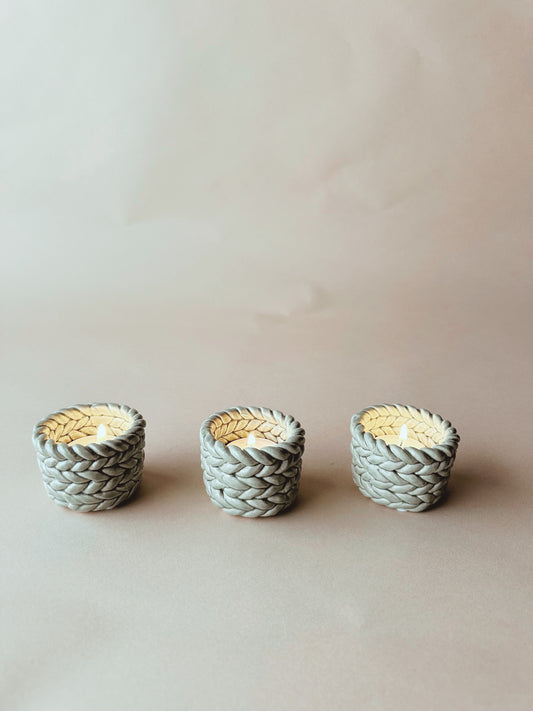 Green stoneware tealight holders