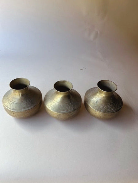 Tarnish brass etched vases ~ large