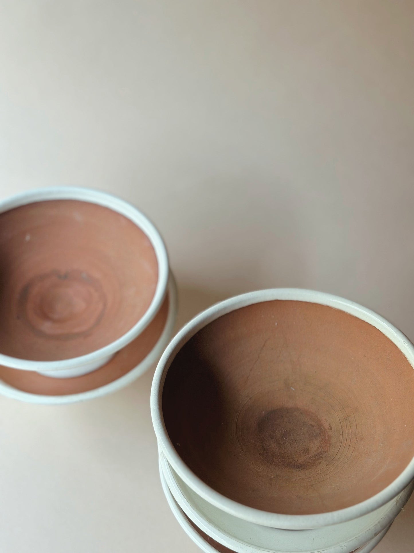 Handmade pottery stemmed bowls