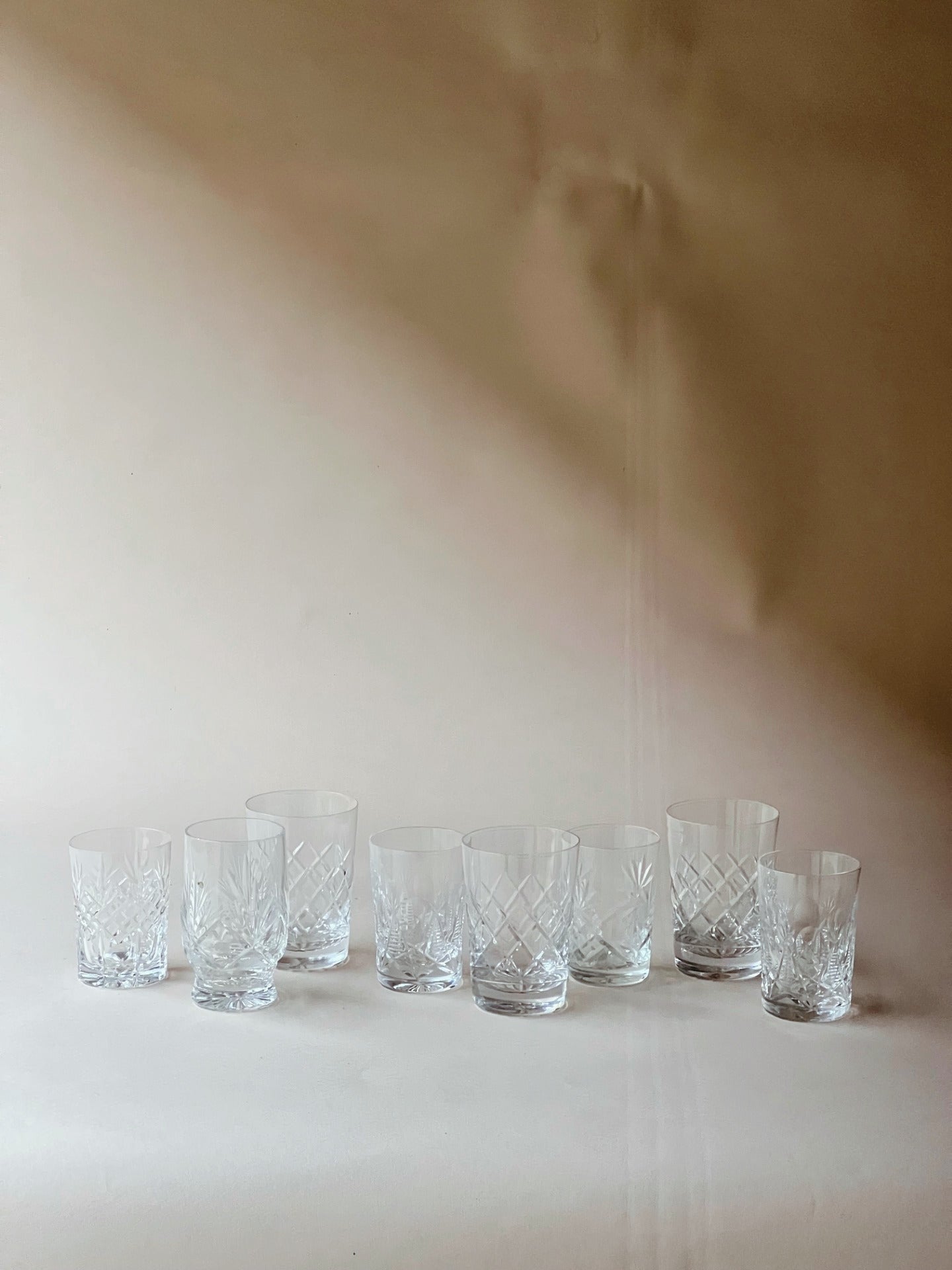 Mixed cut glass tumblers ~ small