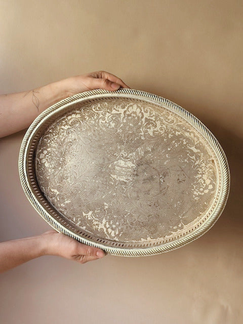 Silver vintage drinks tray ~ large