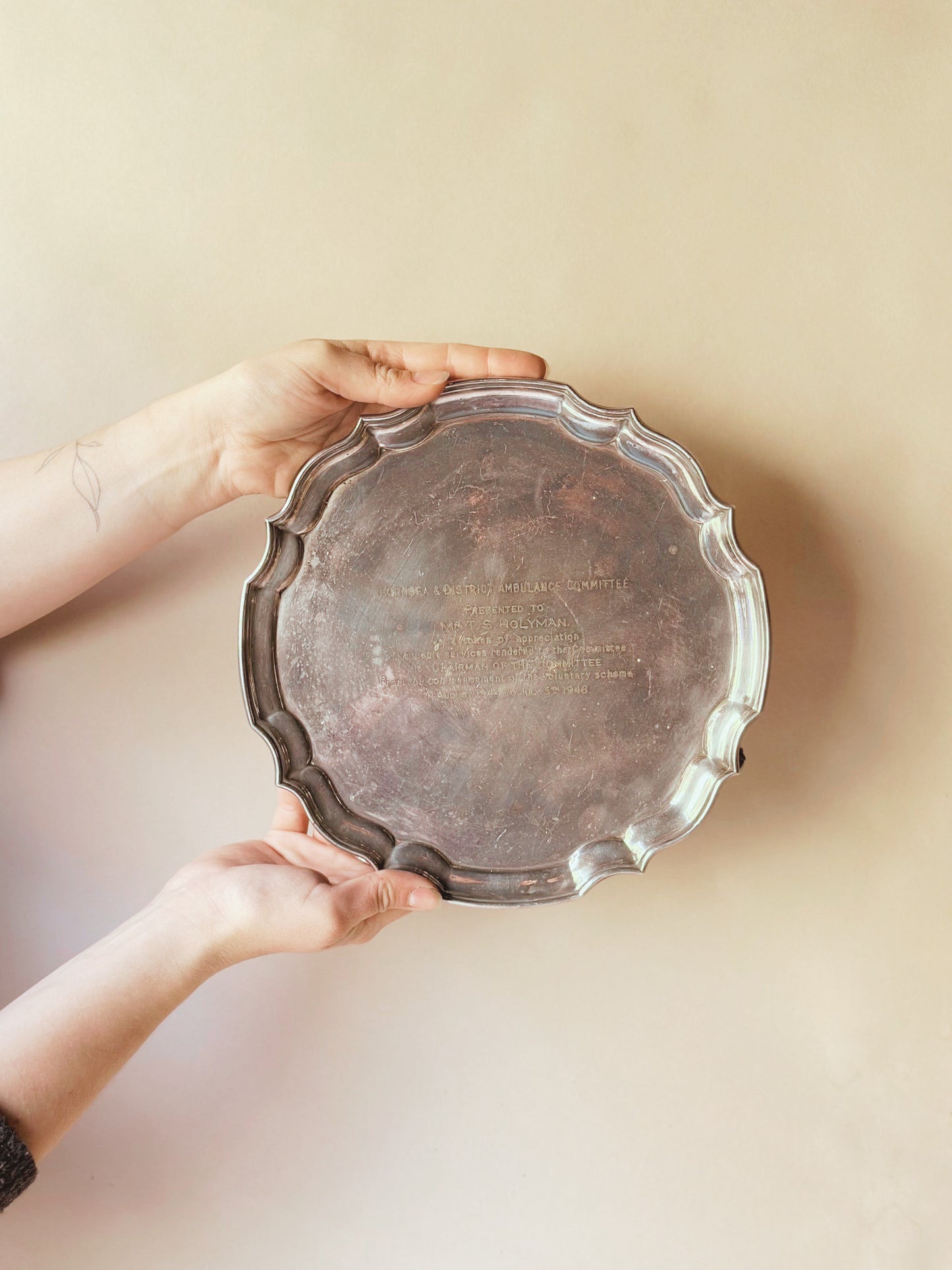 Silver holyman vintage tray ~ medium
