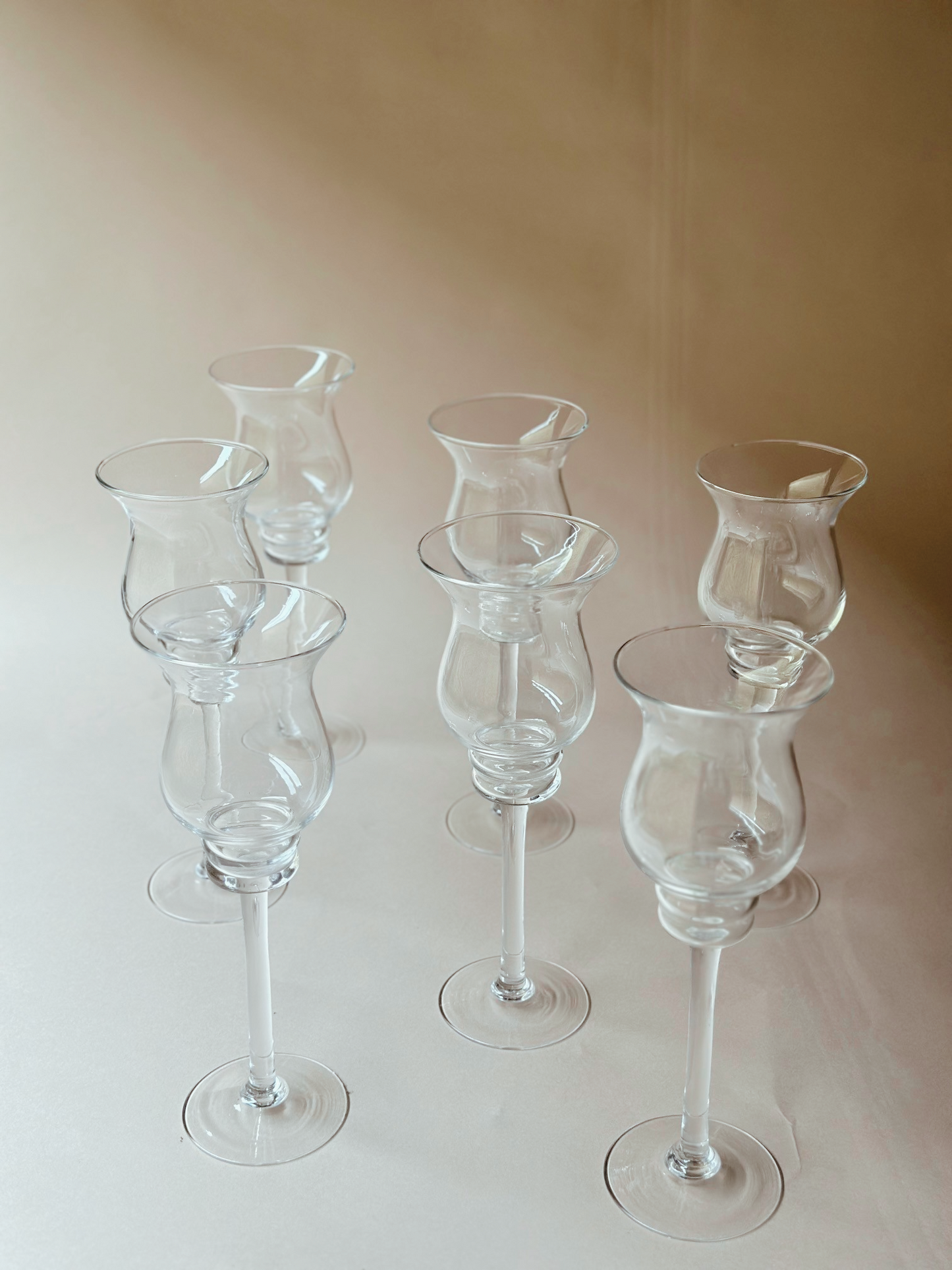 Footed glass curved cylinder ~ small