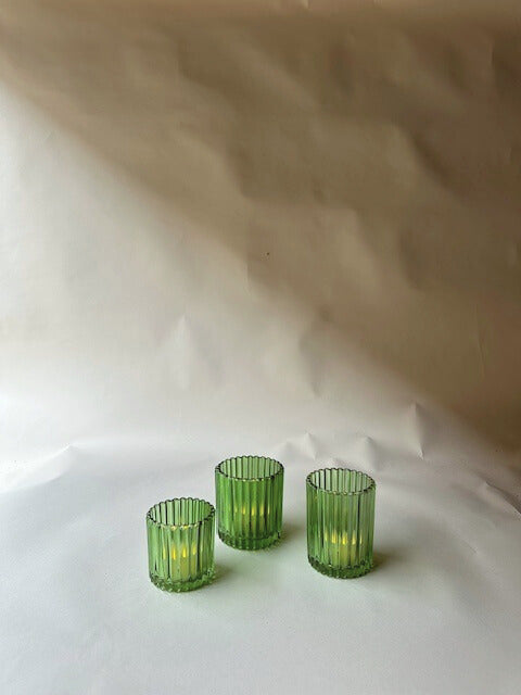 Ribbed pea green tumblers