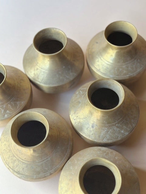 Tarnish brass etched vases ~ large