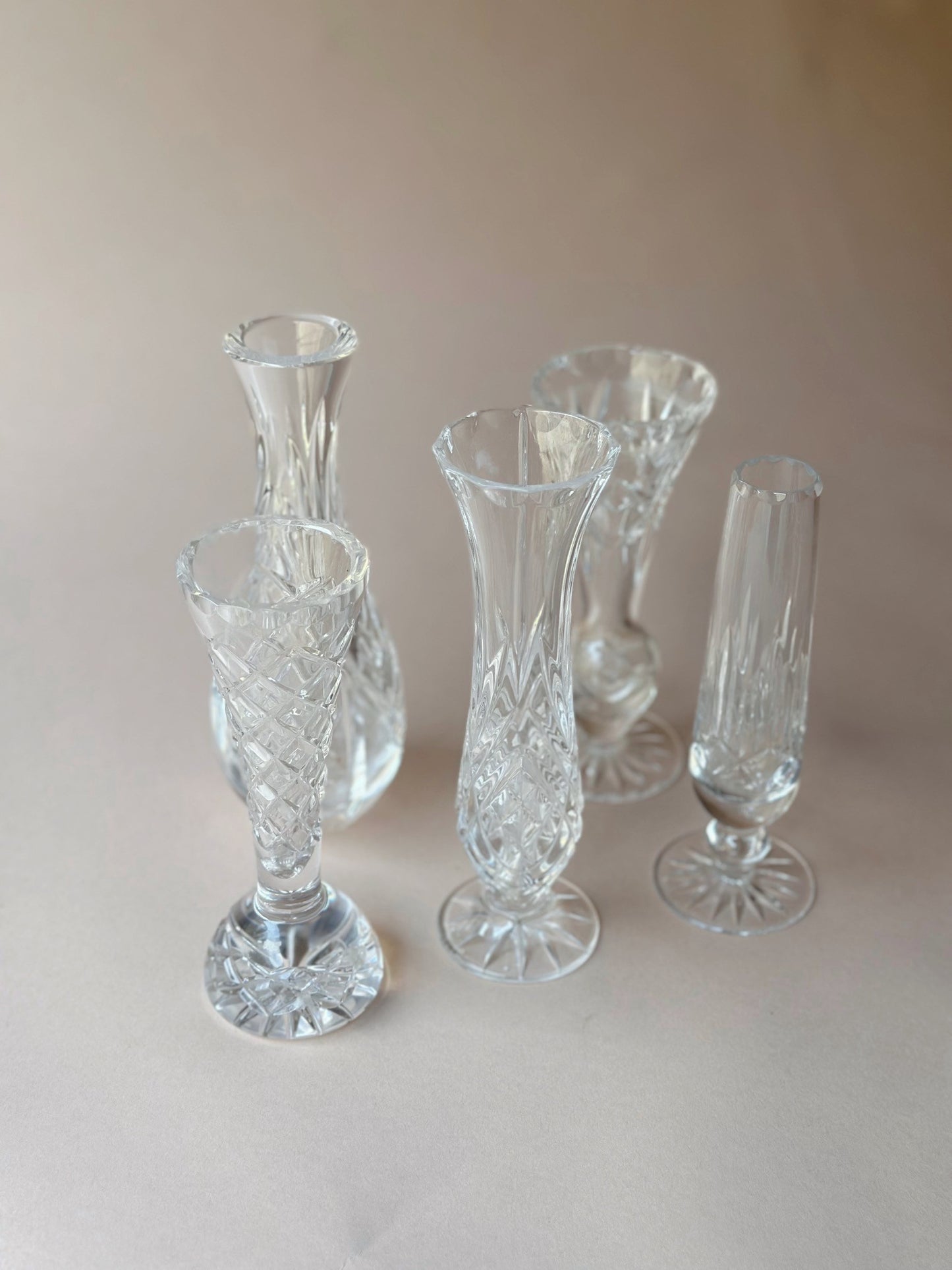 Cut glass bud vases ~ tall