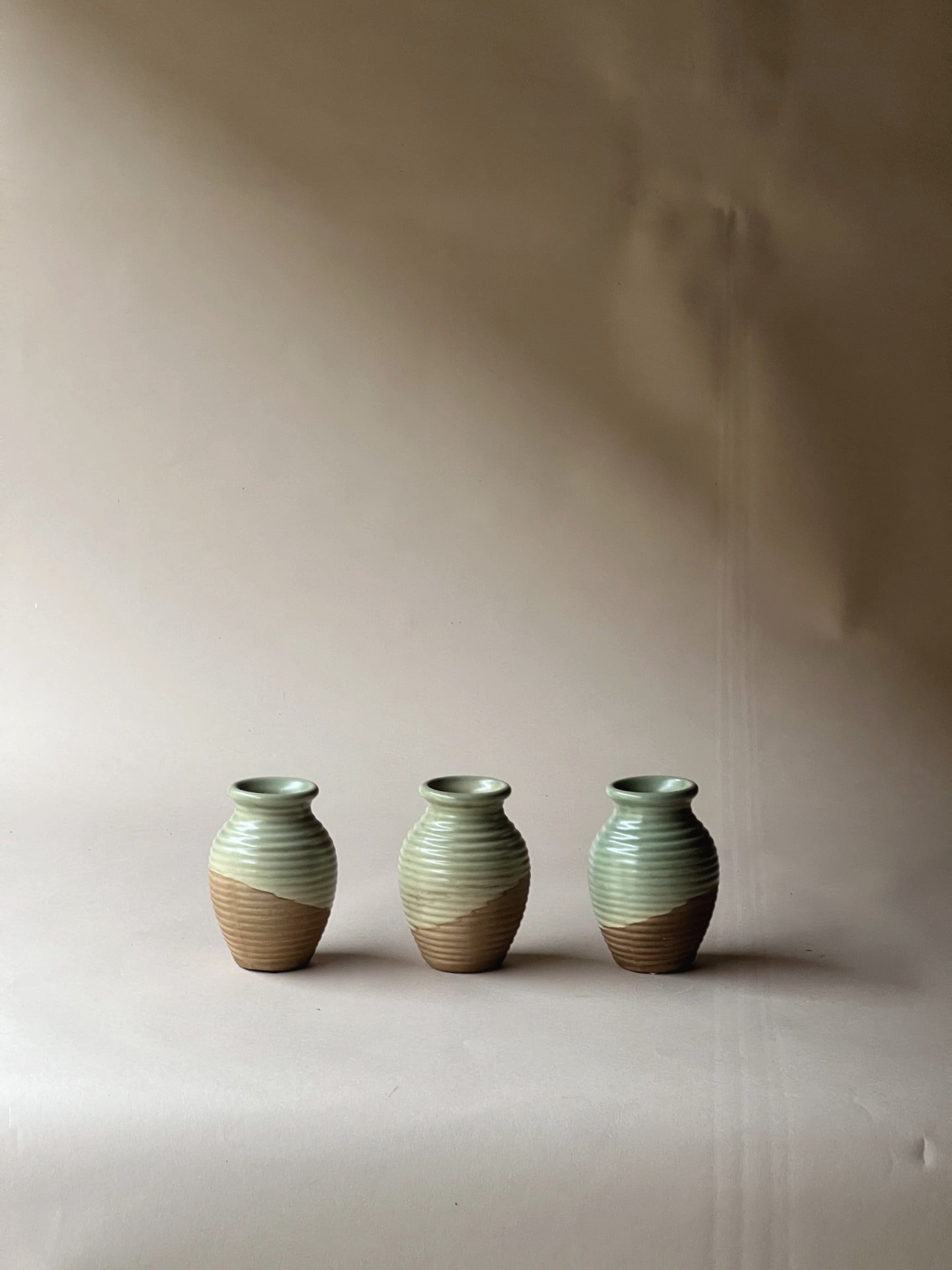 Ribbed pottery honey jars