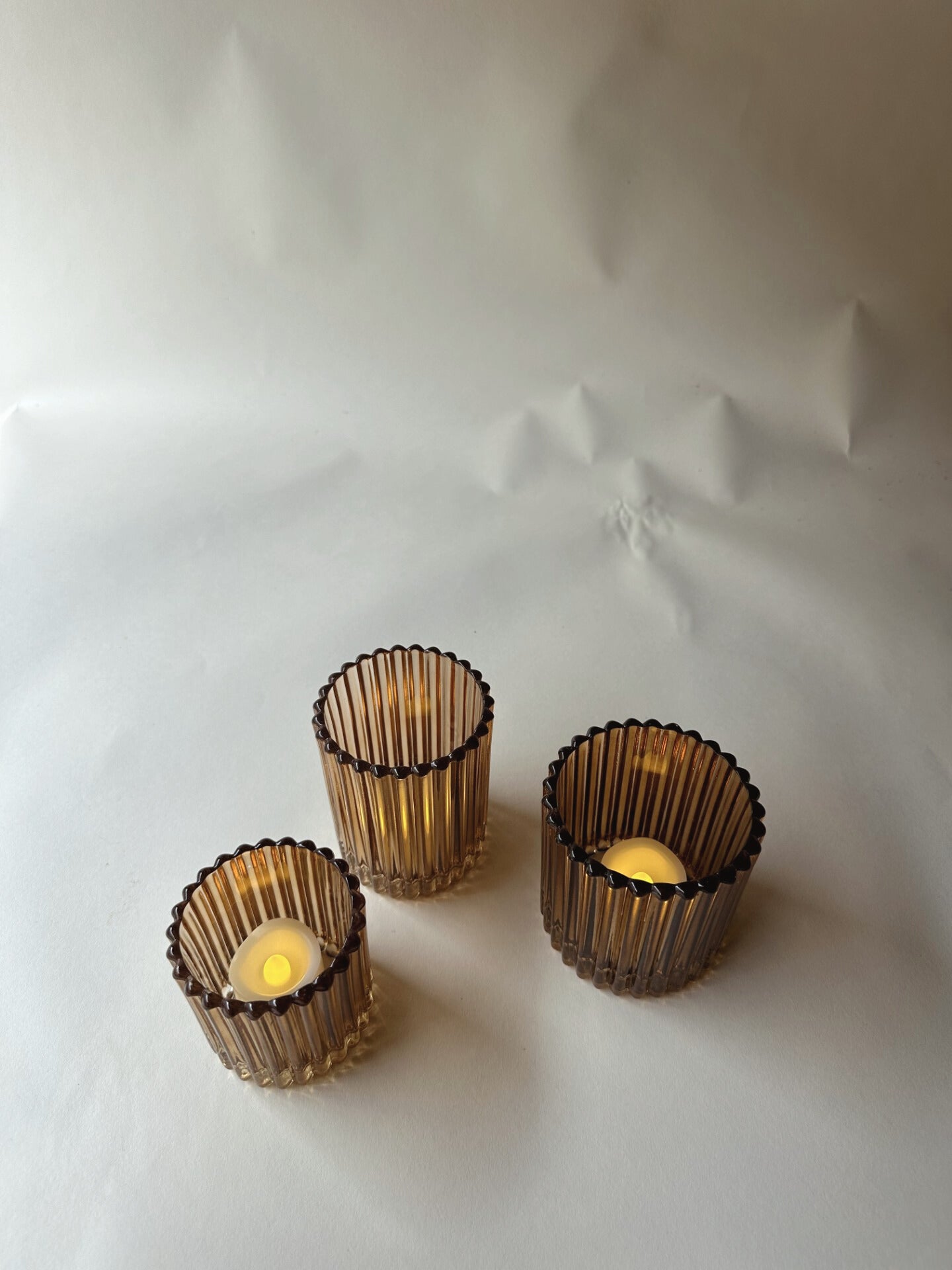 Ribbed amber tumblers