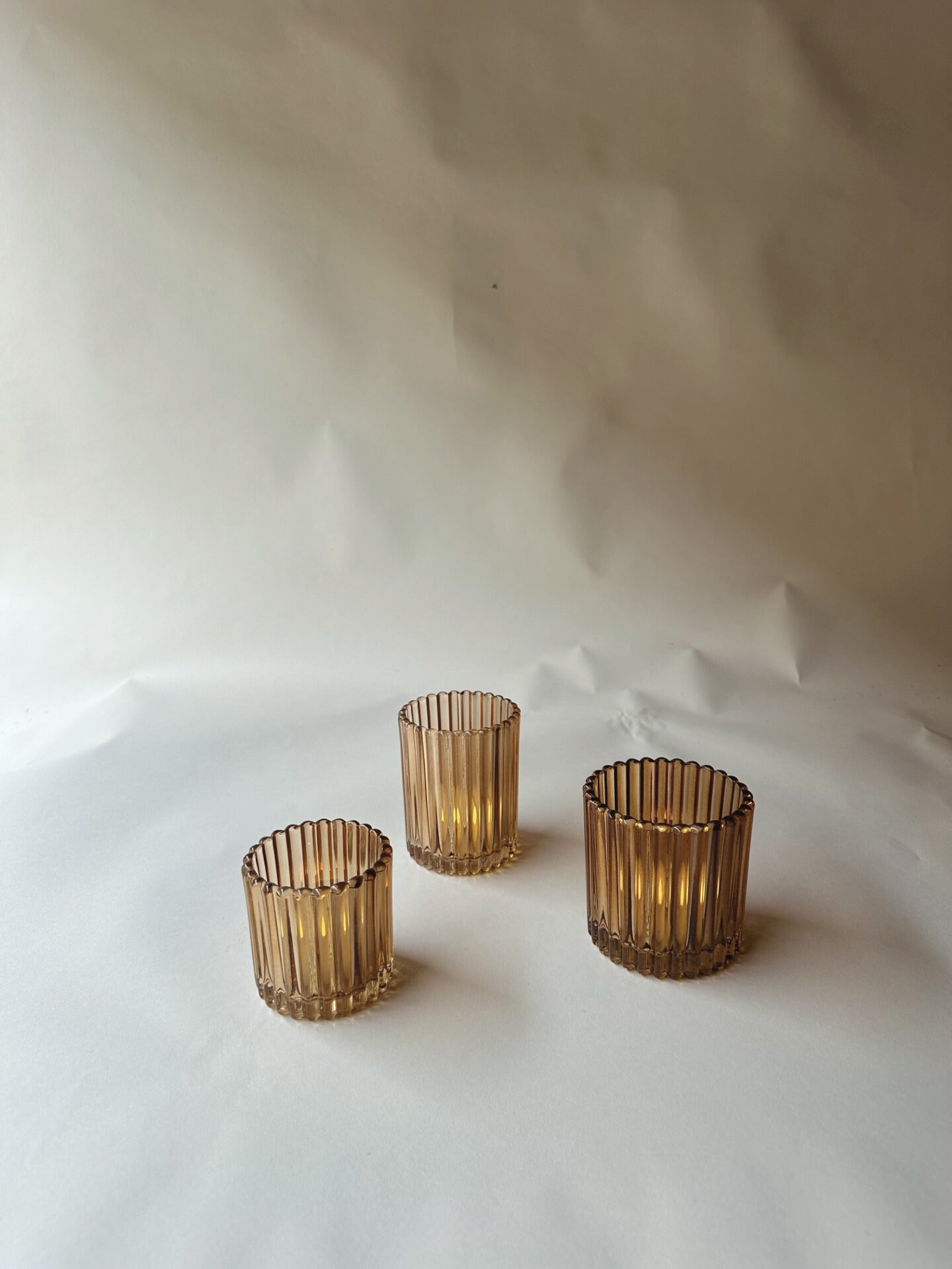 Ribbed amber tumblers