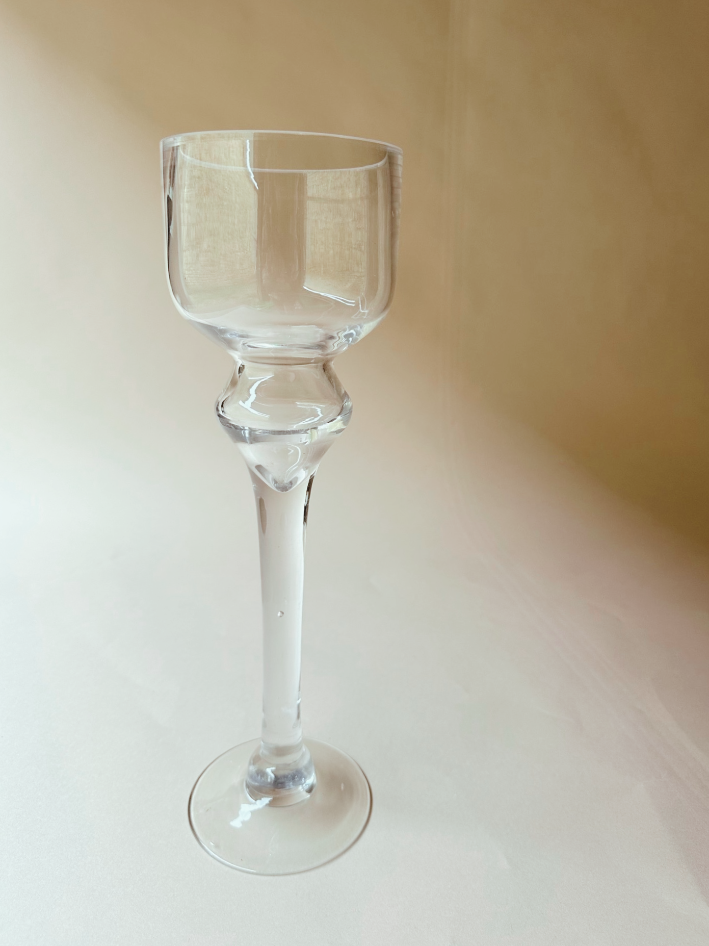 Footed glass curved cylinder ~ tall