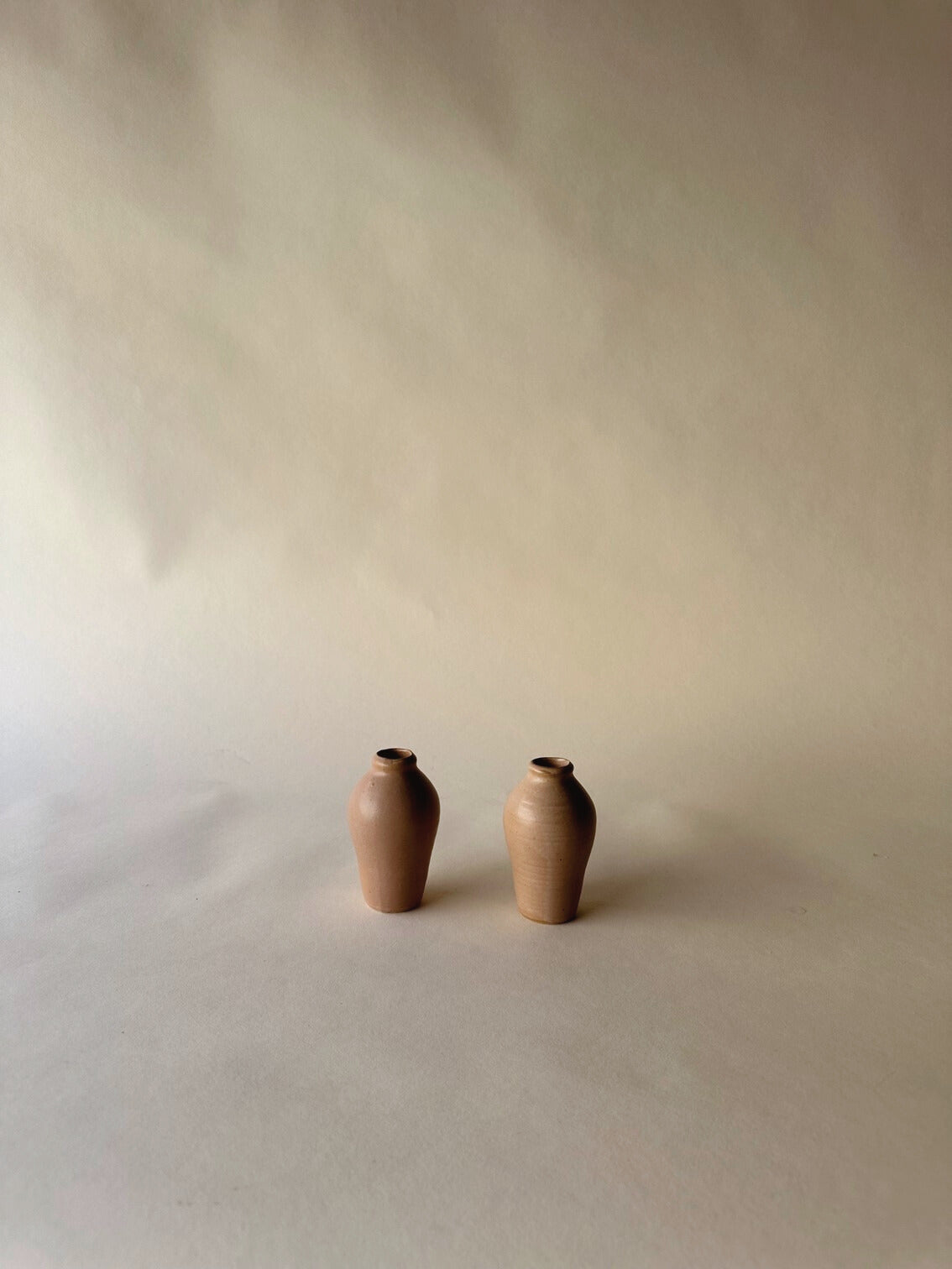 Beige ceramic  bud vases ~ mini
