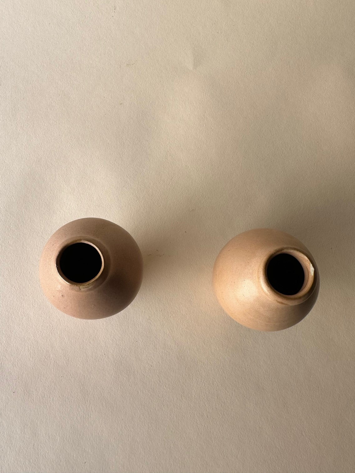 Beige ceramic  bud vases ~ mini