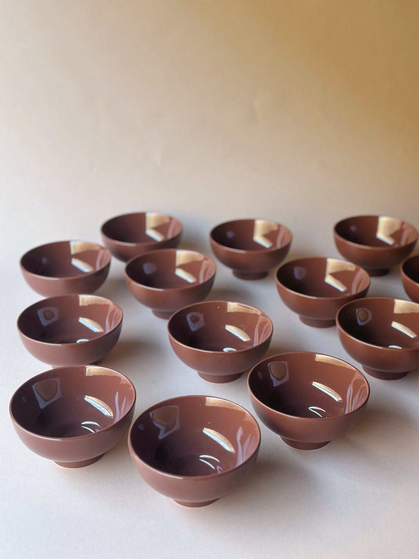 Chocolate brown footed bowls