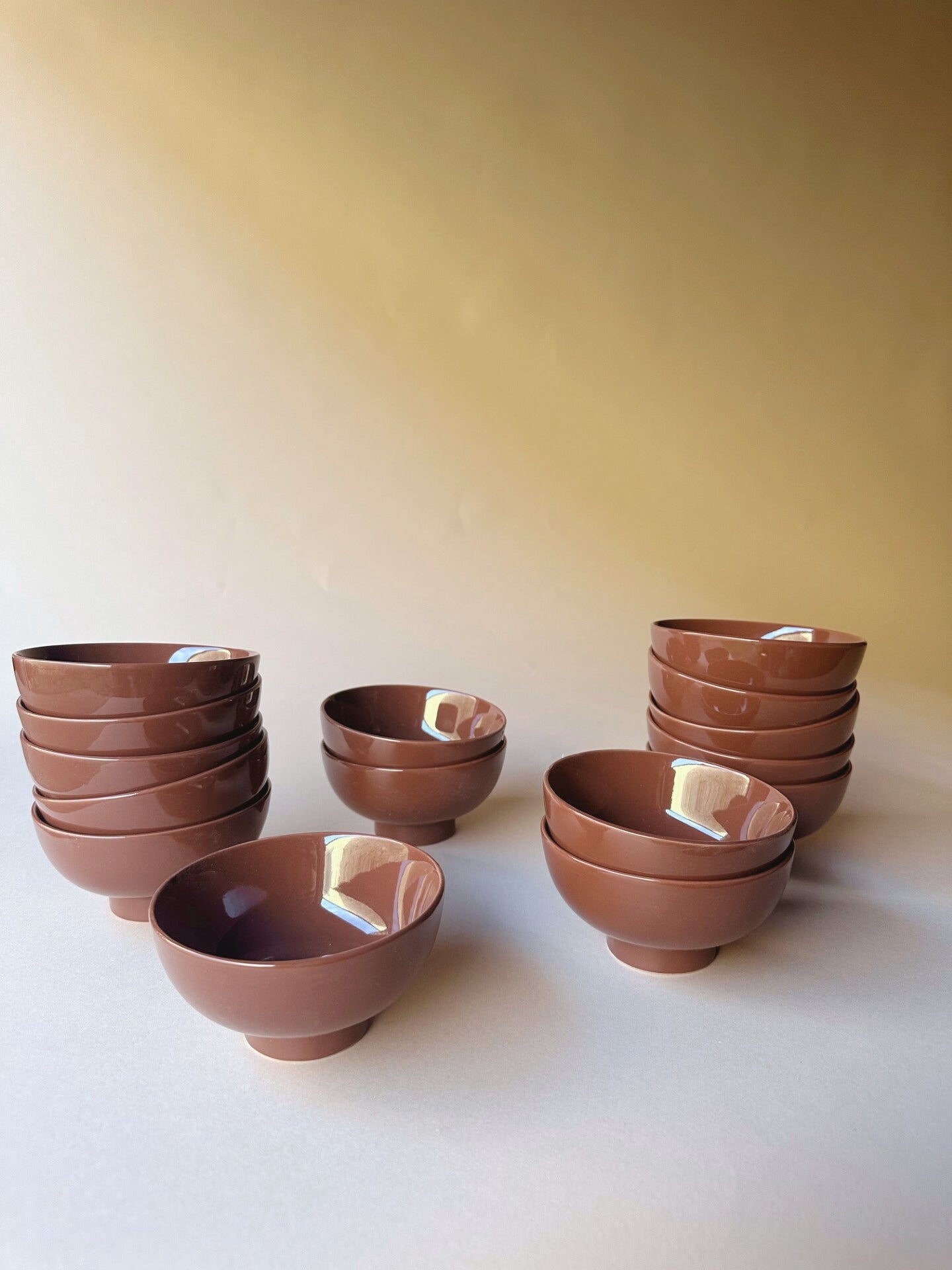Chocolate brown footed bowls