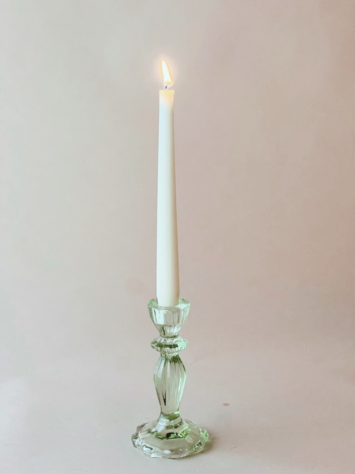 Green boho glass candlesticks