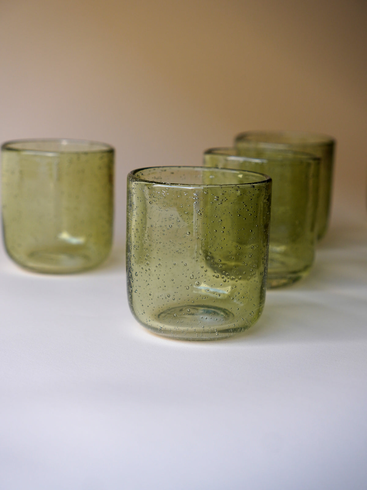Green bubble water glass