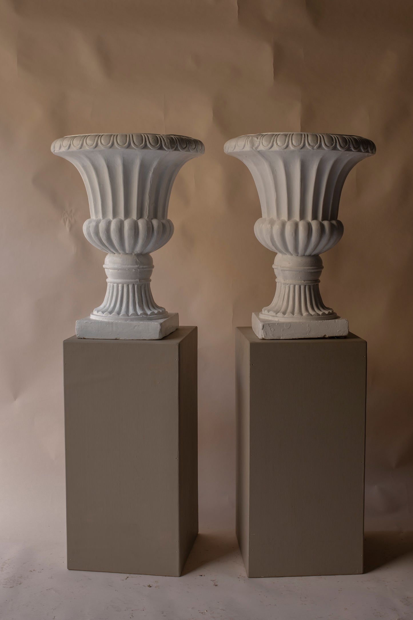 Fibreglass off white urns ~ Large