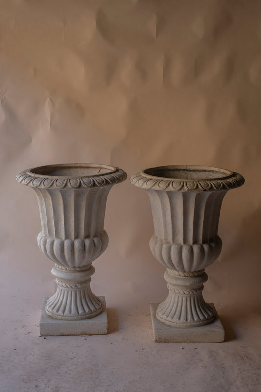 Fibreglass off white urns ~ Large
