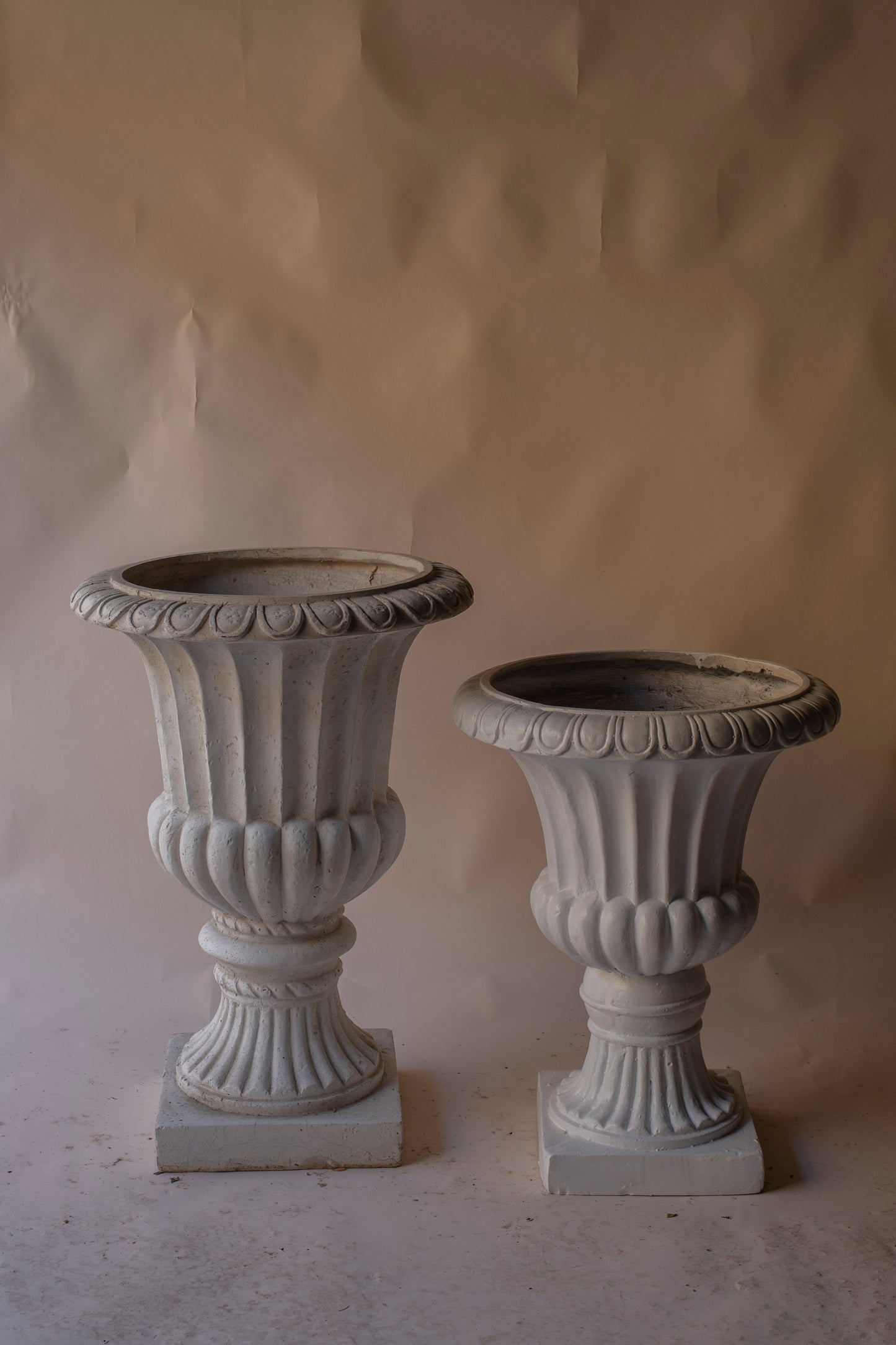 Fibreglass off white urns ~ Large